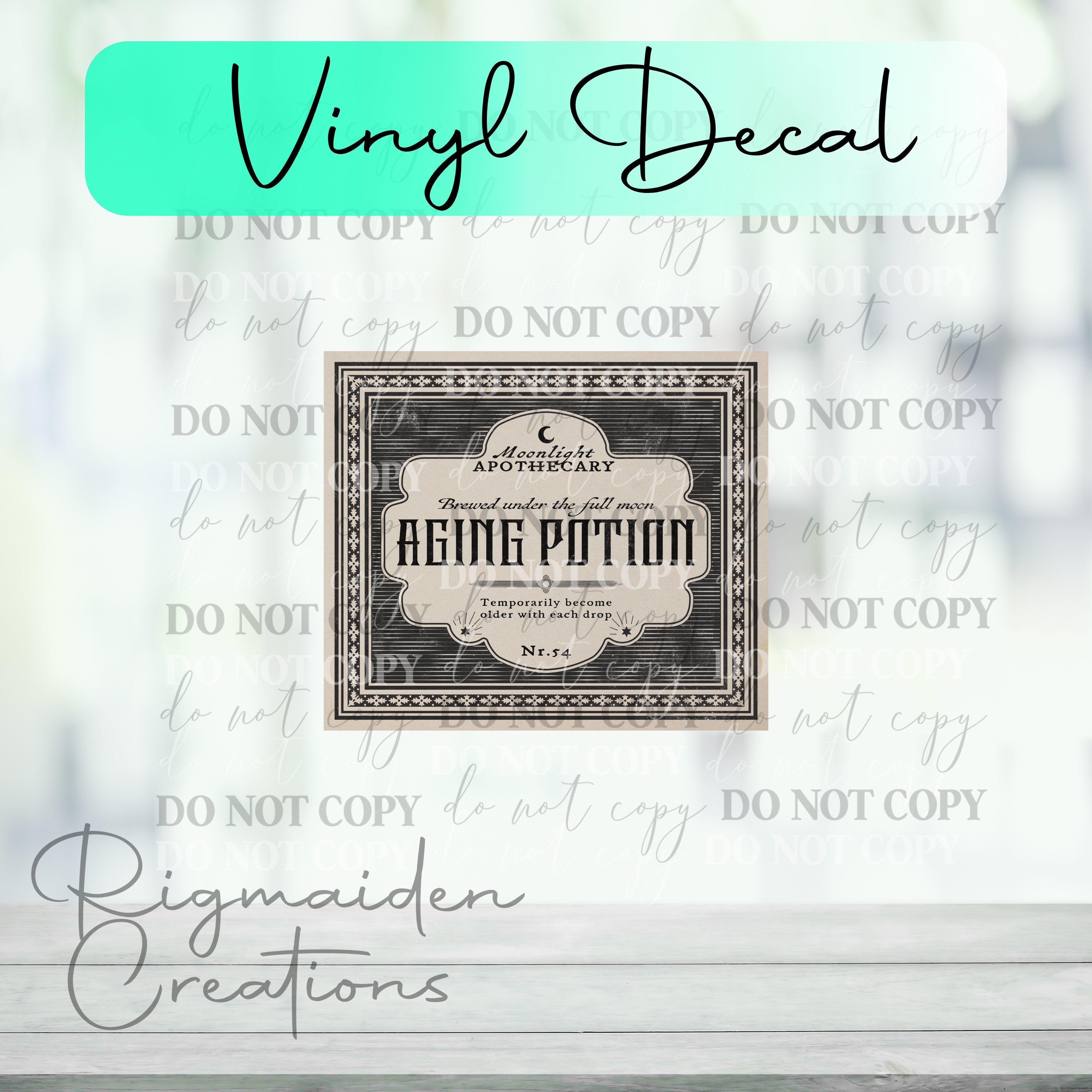 Aging Potion Label Vinyl Decal