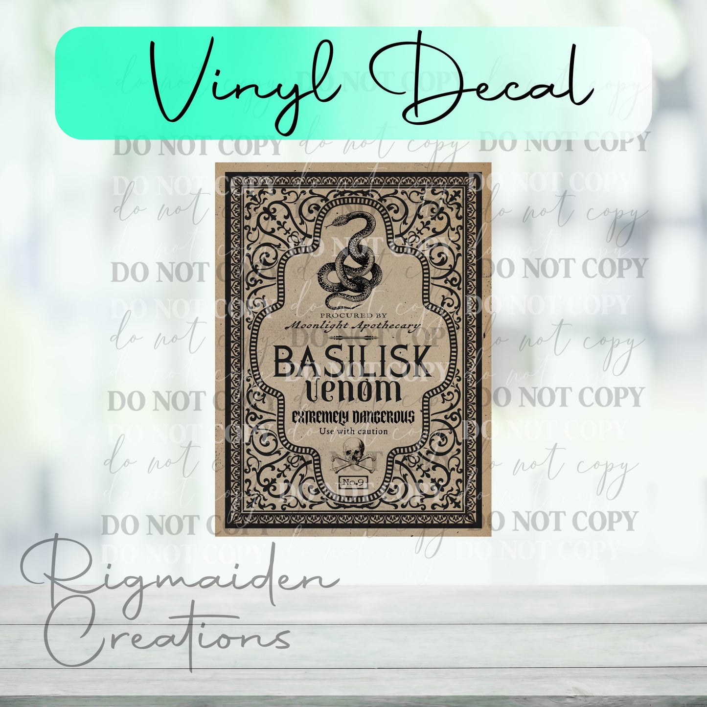 Basilisk Venom Apothecary Vinyl Decal - Clear or White Cast