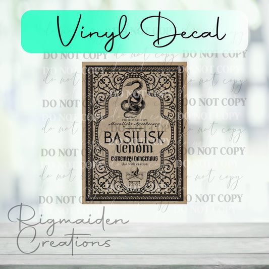 Basilisk Venom Apothecary Vinyl Decal - Clear or White Cast