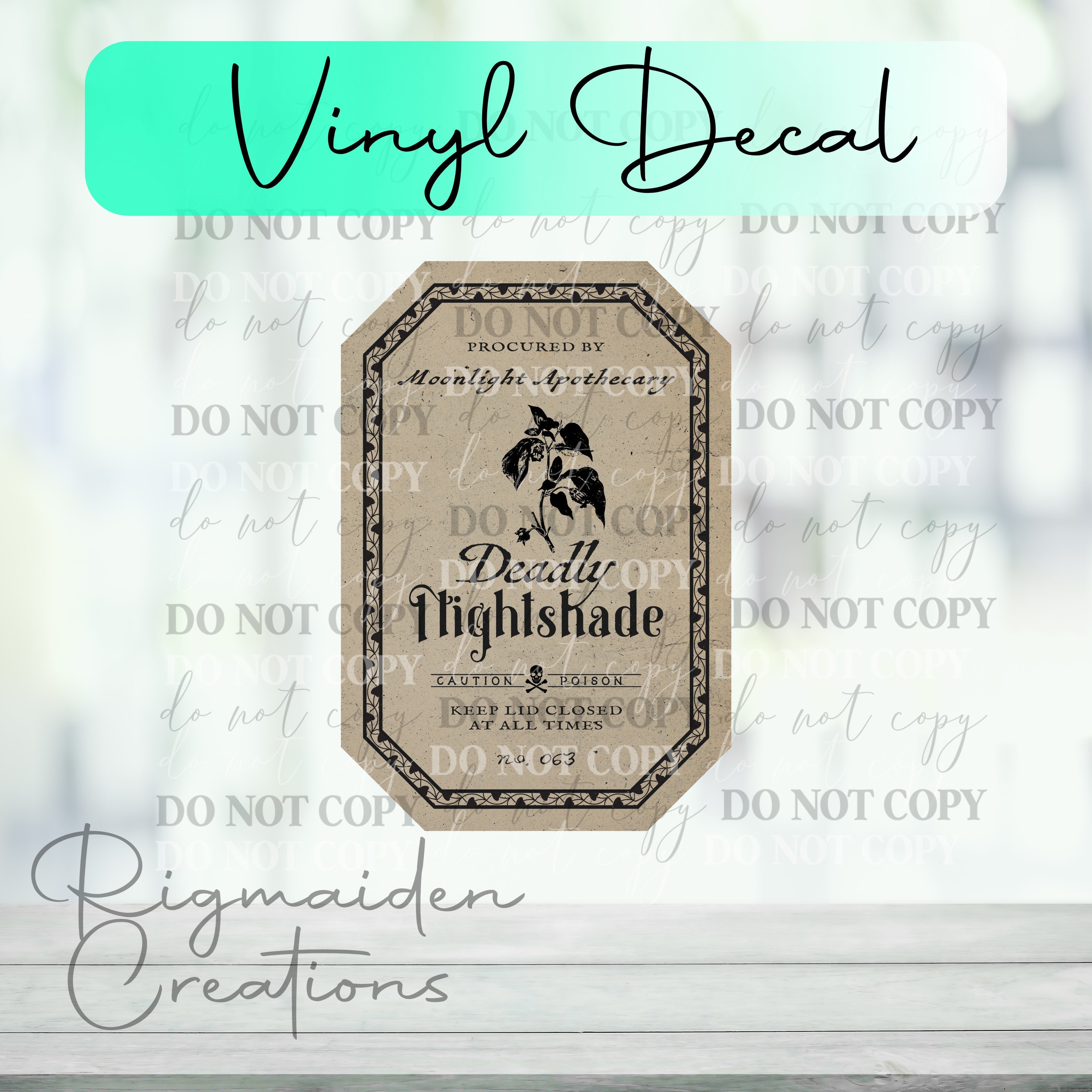 Deadly Nightshade Potion Label Vinyl Decal