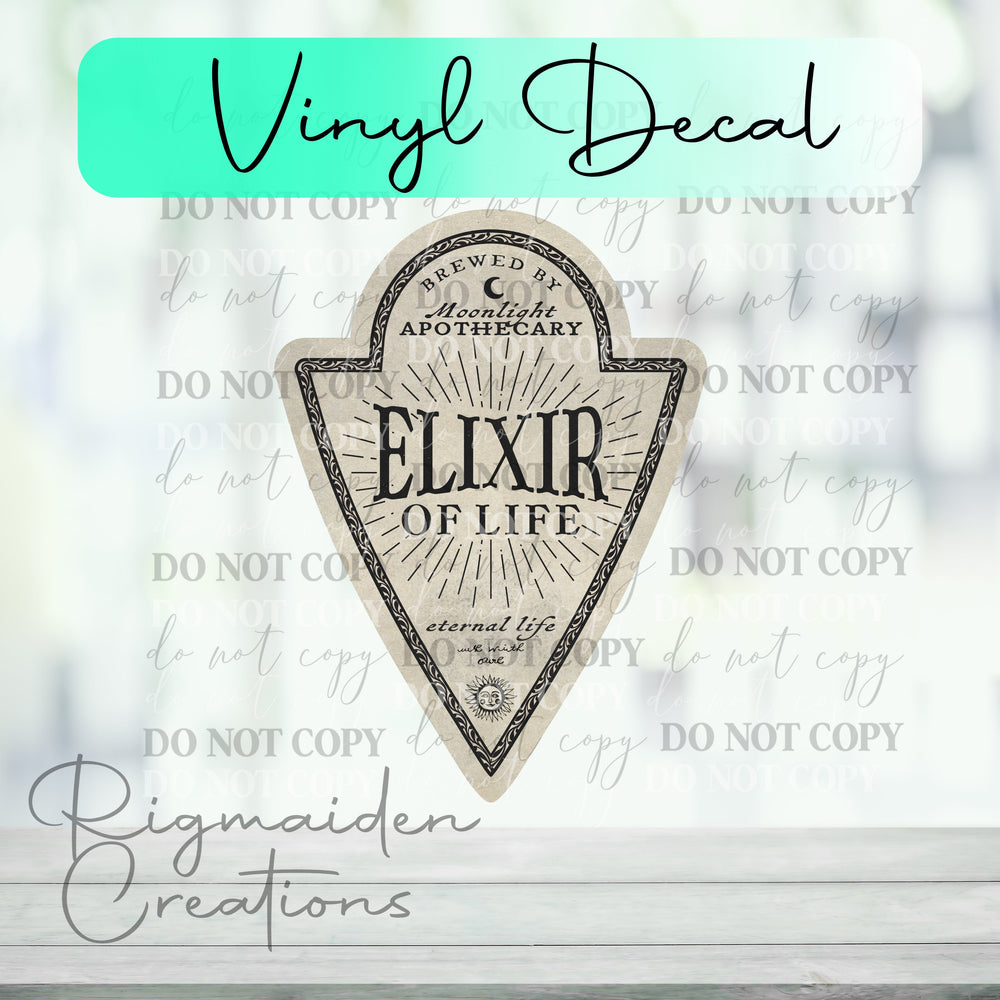 Elixir of Life Potion Label Vinyl Decal