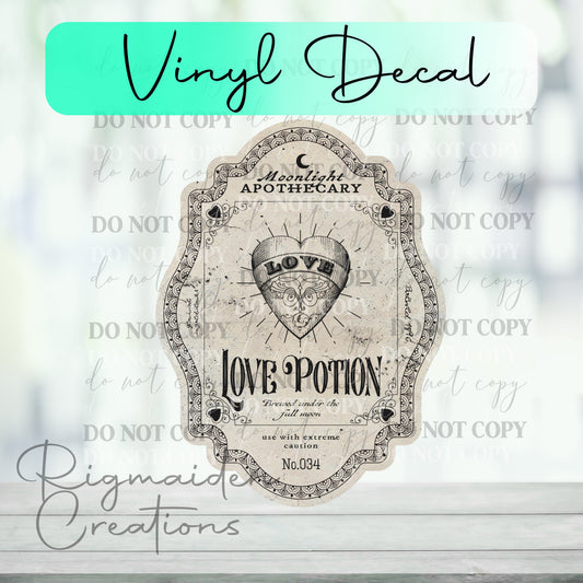 Light Love Potion Label Vinyl Decal