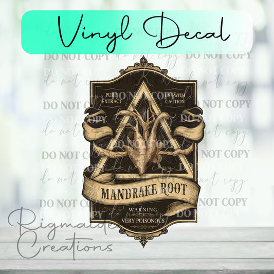Mandrake Root Potion Label Vinyl Decal