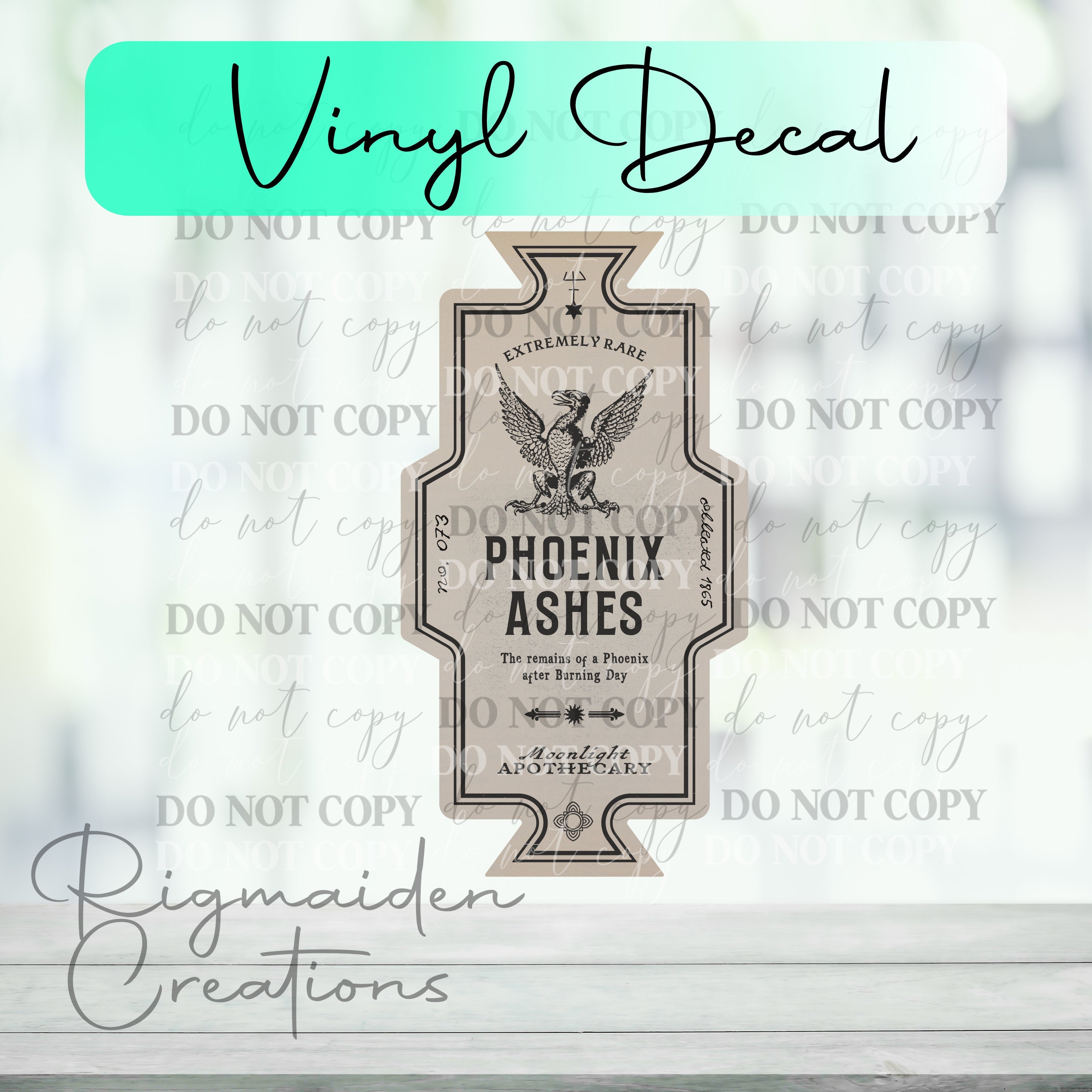 Phoenix Ashes Potion Label Vinyl Decal