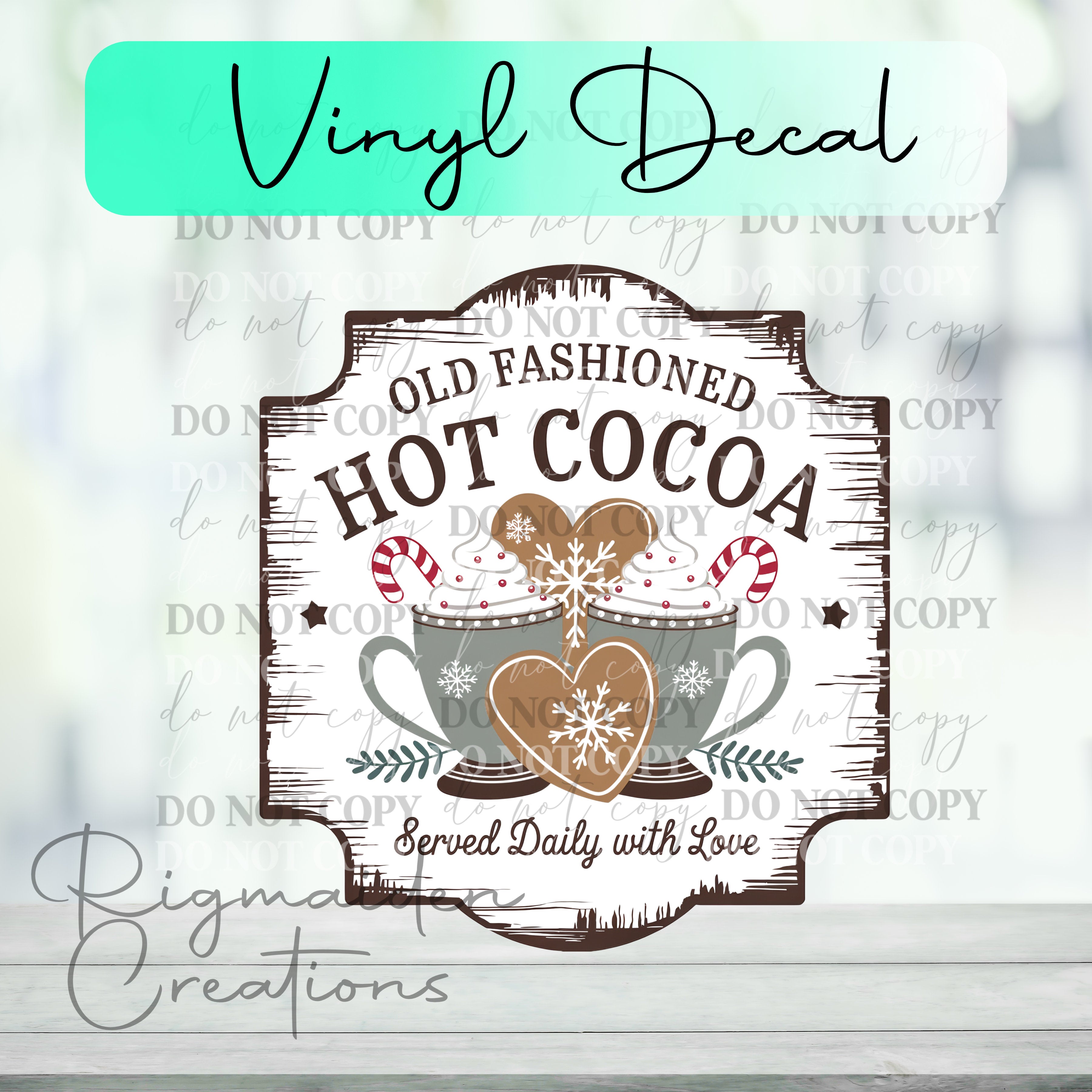 Old Fashioned Hot Cocoa Christmas Label Vinyl Decal