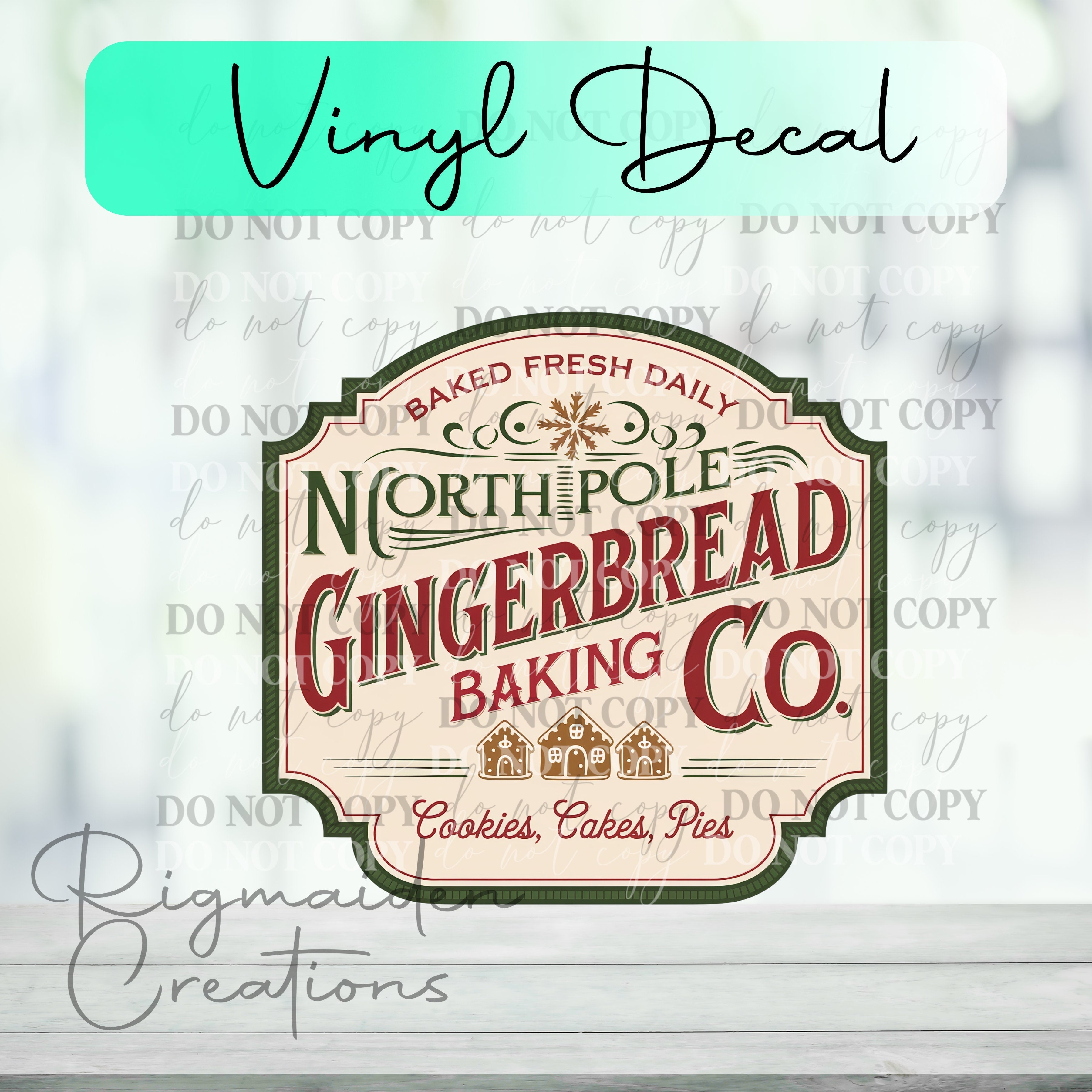 North Pole Gingerbread Baking Christmas Label Vinyl Decal