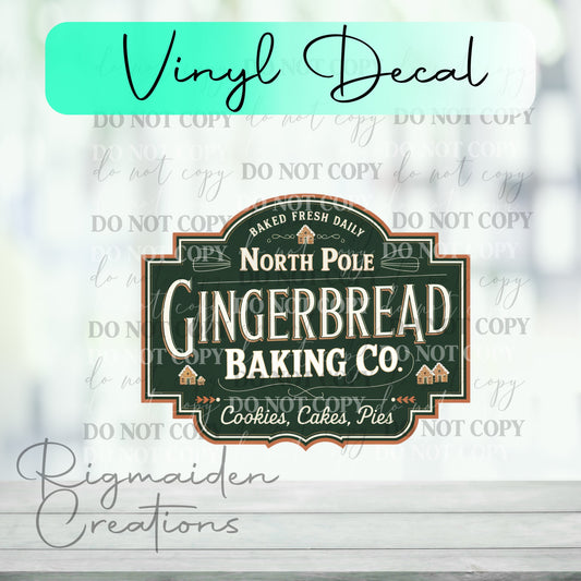 North Pole Gingerbread Baking Co Christmas Vinyl Decal