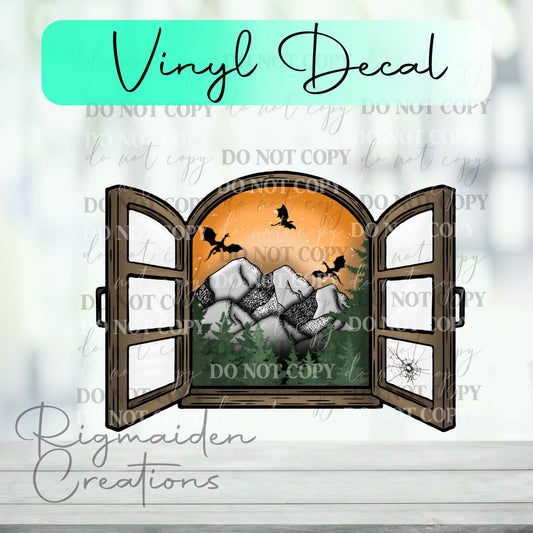 Window View of Dragons Vinyl Decal