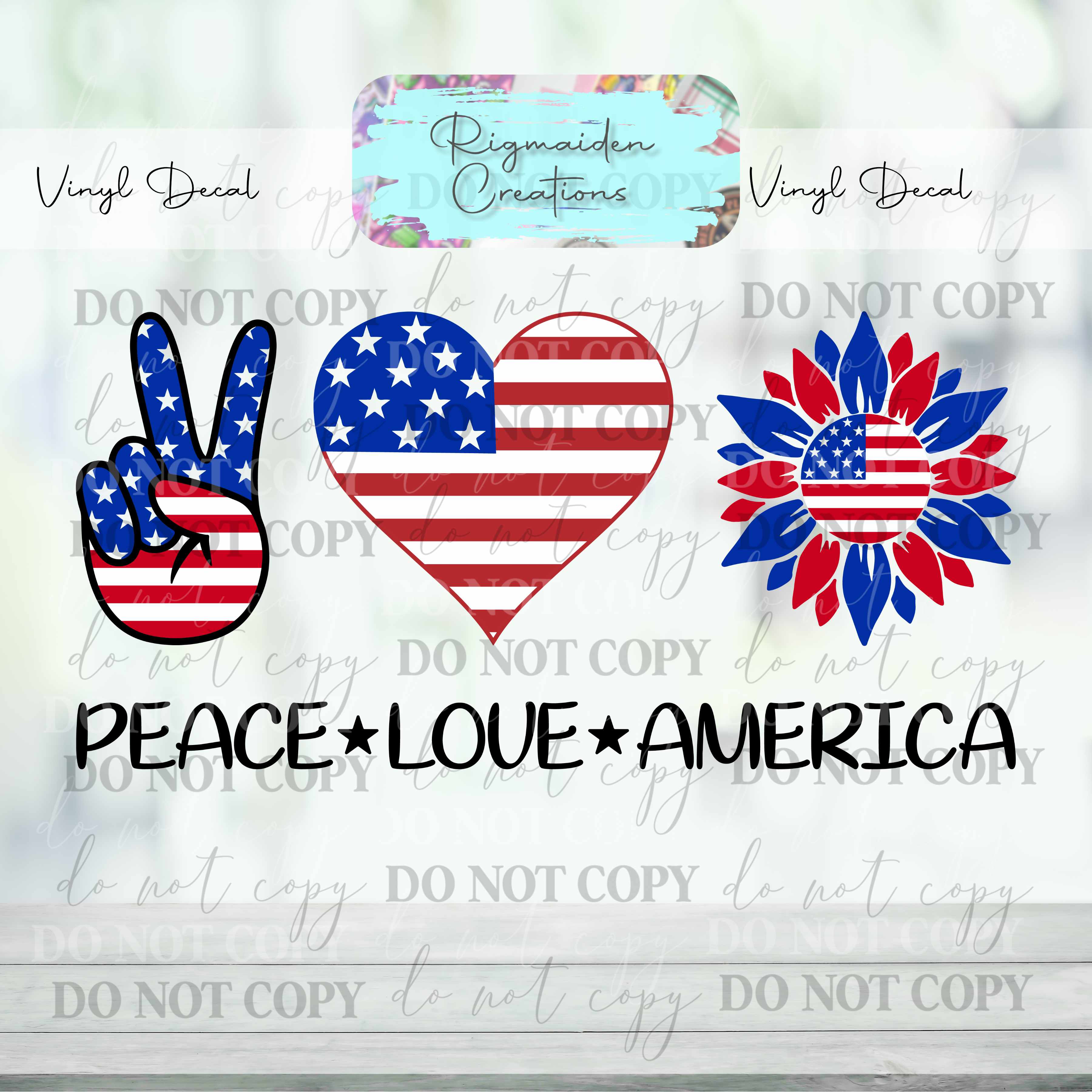 Peace, Love, America Vinyl Decal