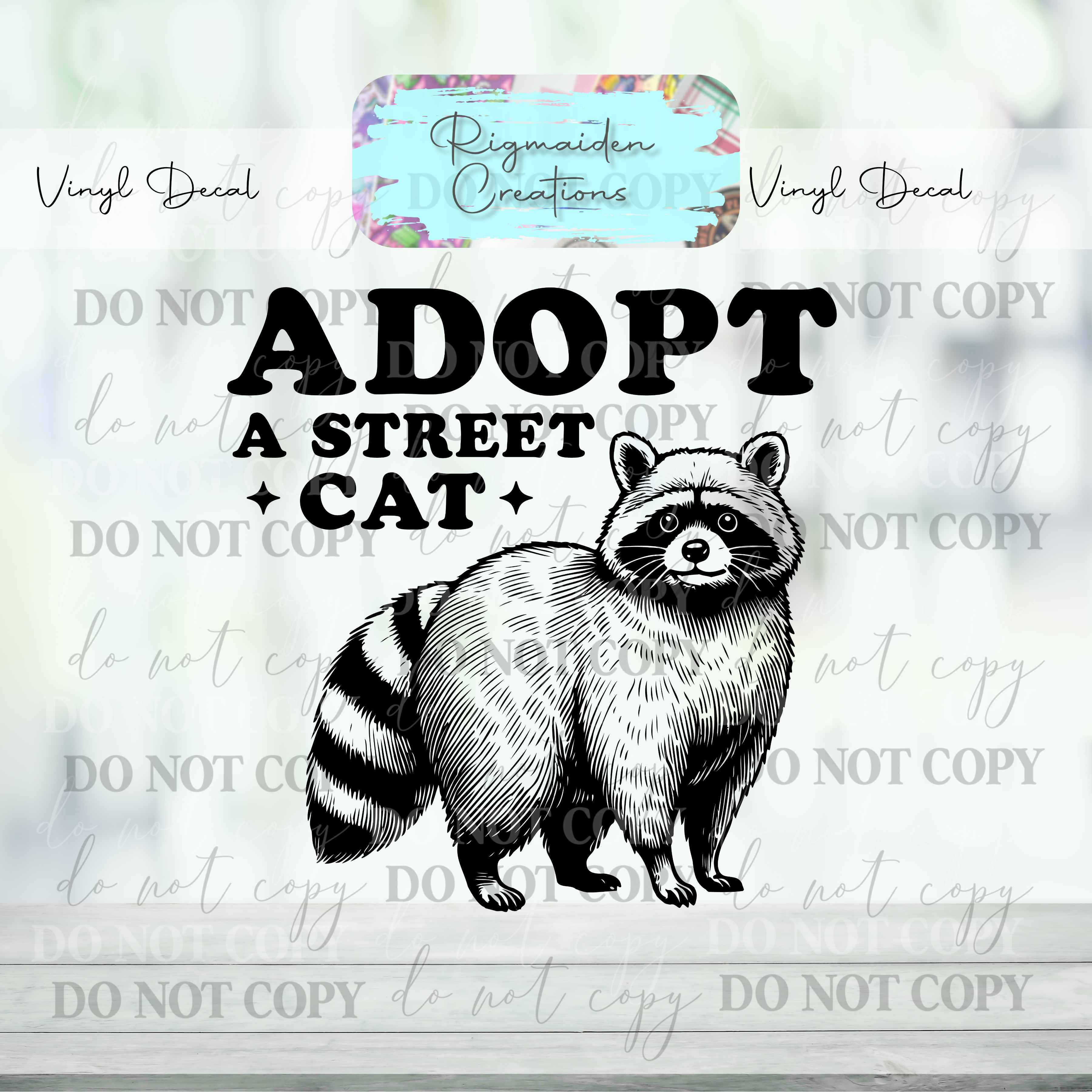 Adopt a Street Cat, Racoon Vinyl Decal