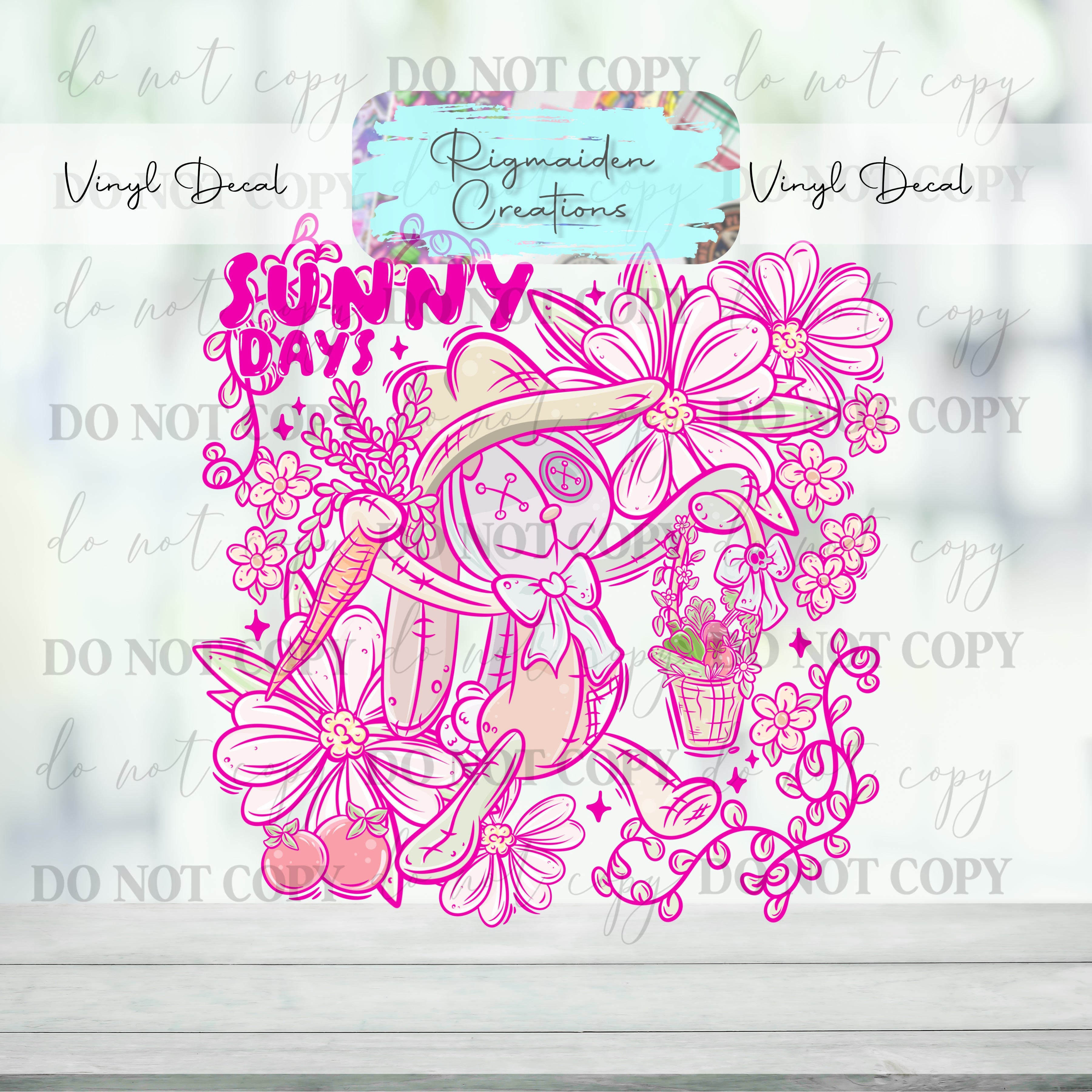 Sunny Days Ragdoll Bunny Vinyl Decal