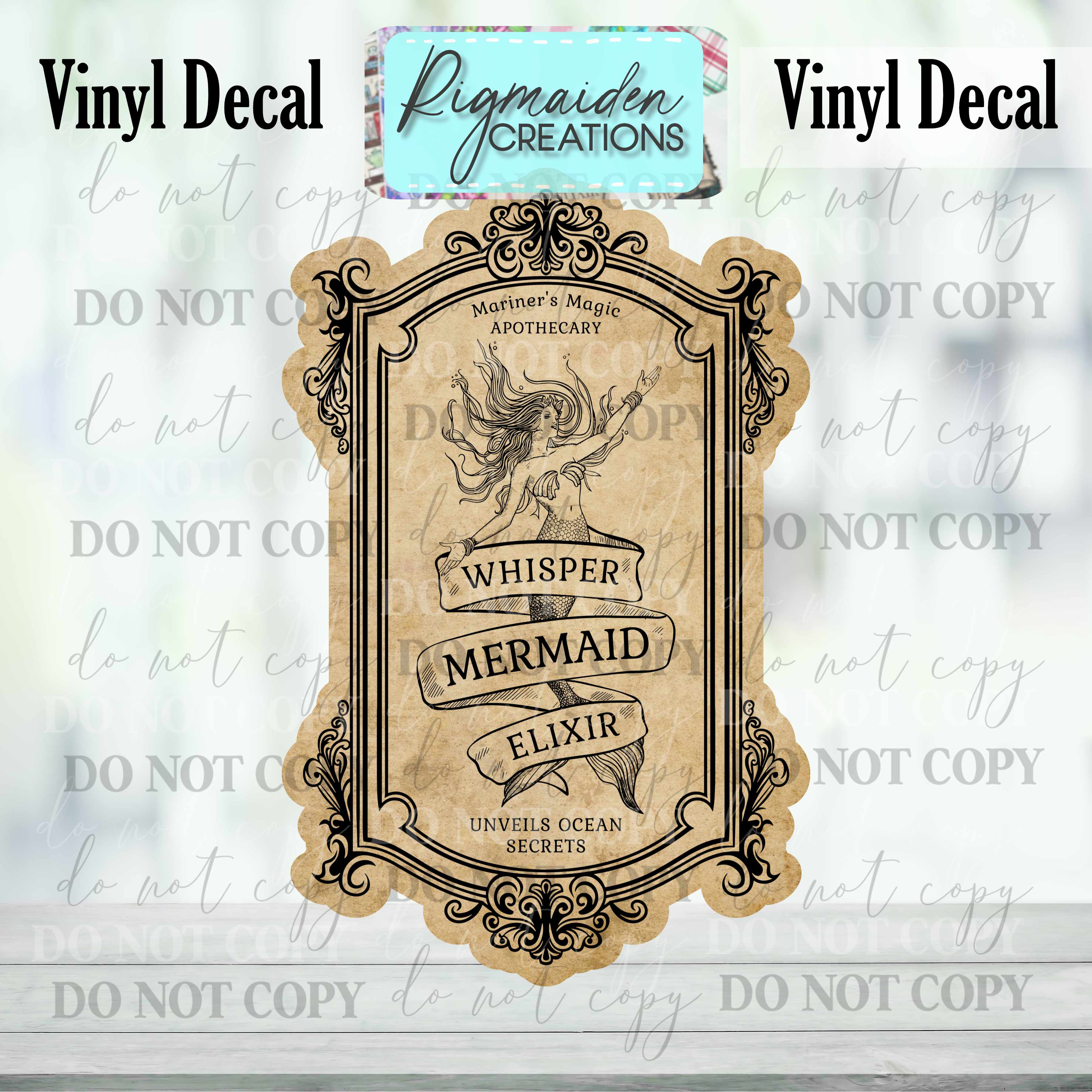 Whisper Mermaid Elixir Potion Label Vinyl Decal