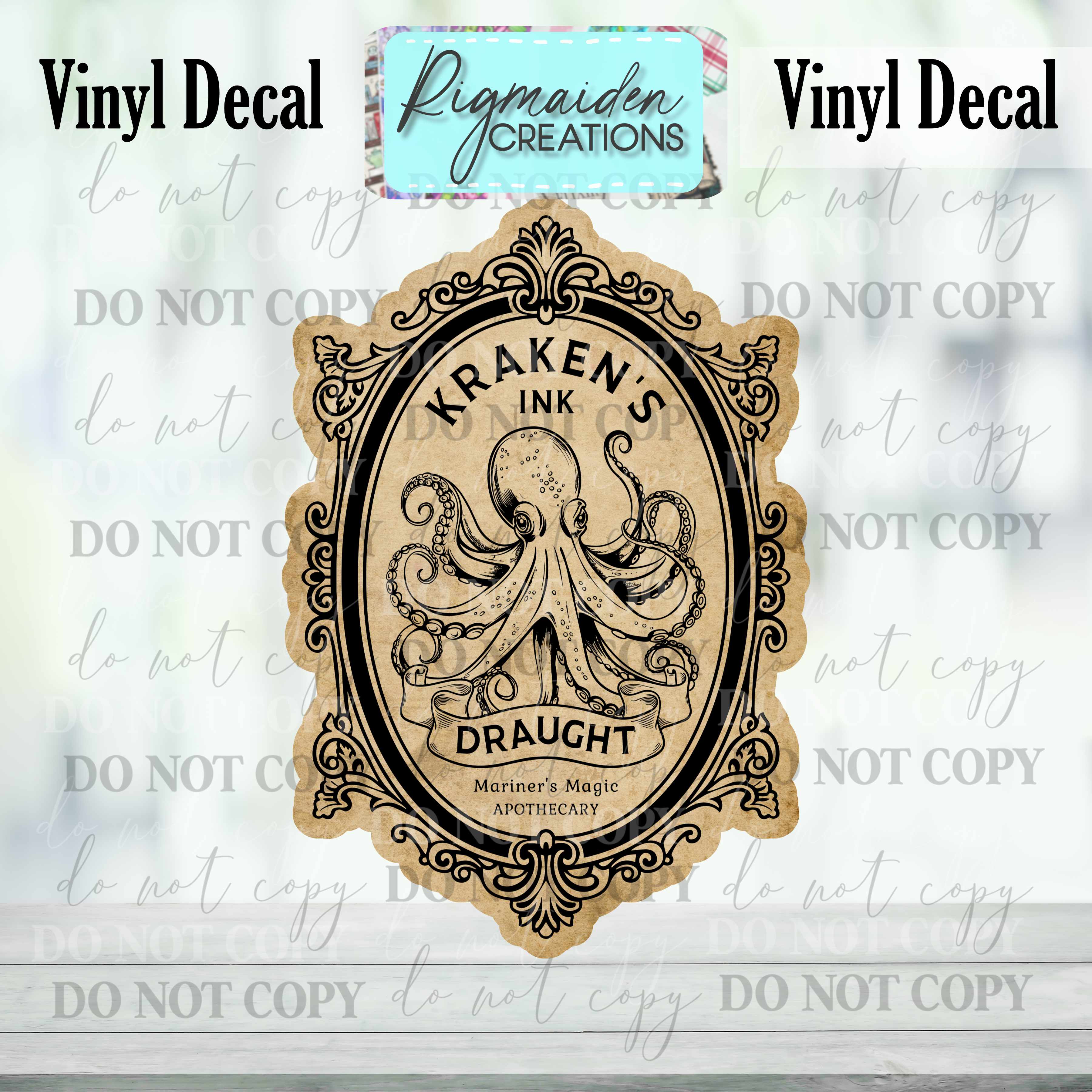 Kraken's Ink Draught Potion Label Vinyl Decal