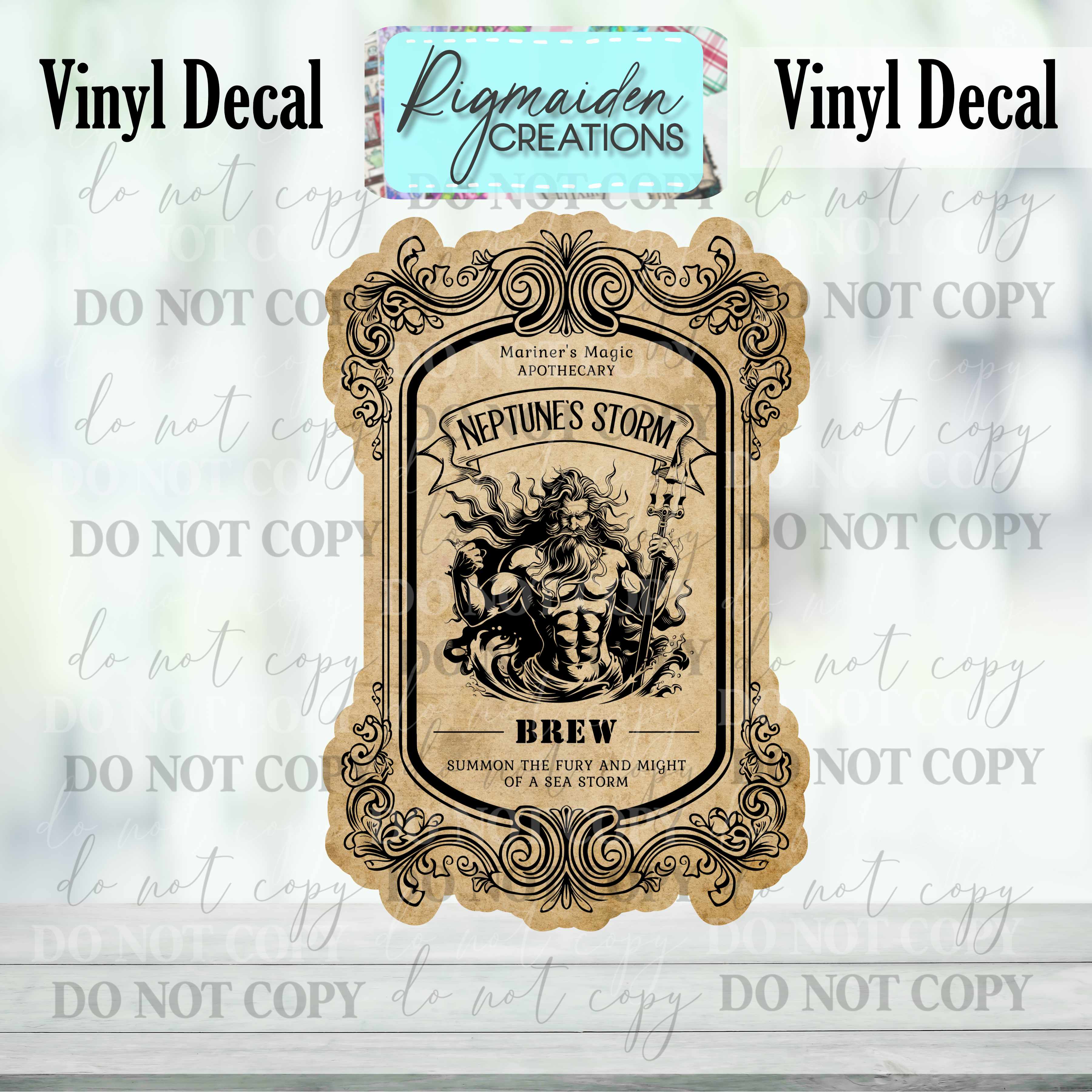 Neptune's Storm Brew Potion Label Vinyl Decal