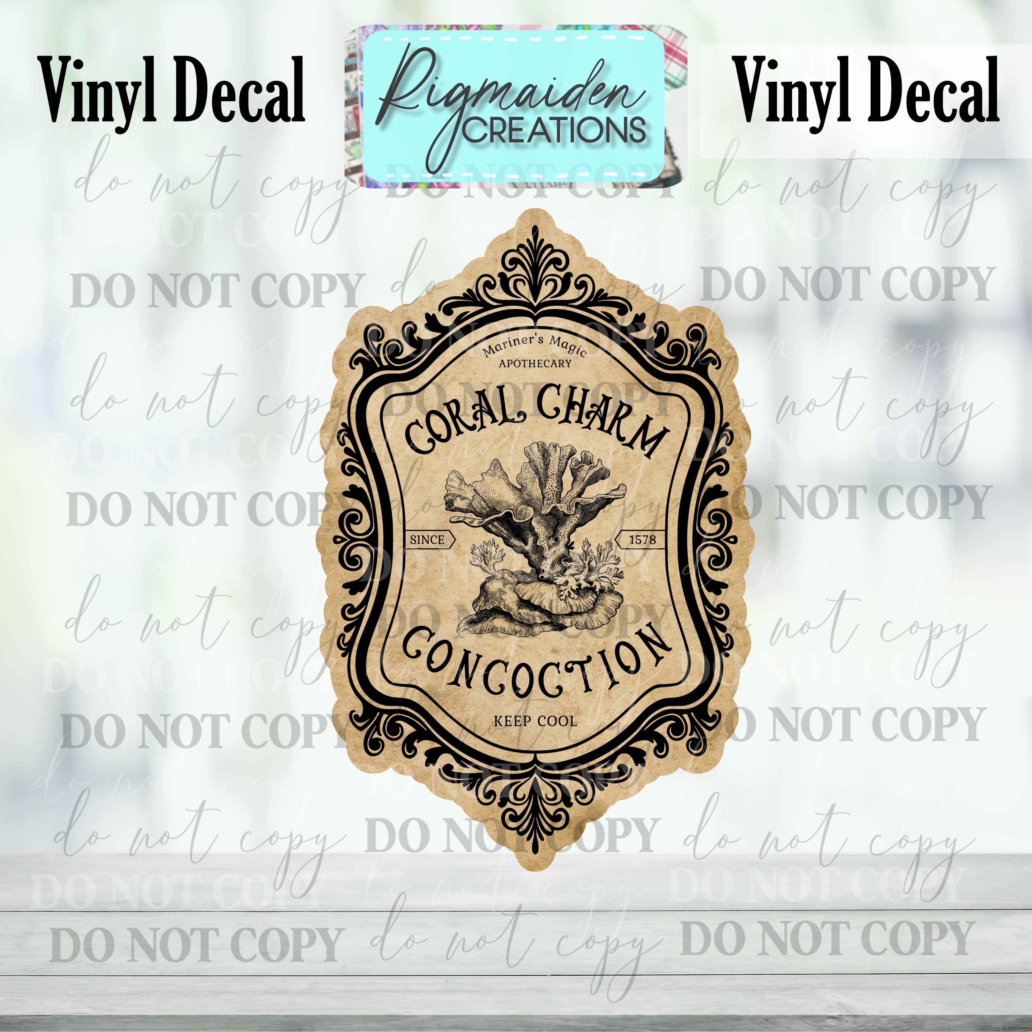 Coral Charm Concoction Potion Label Vinyl Decal