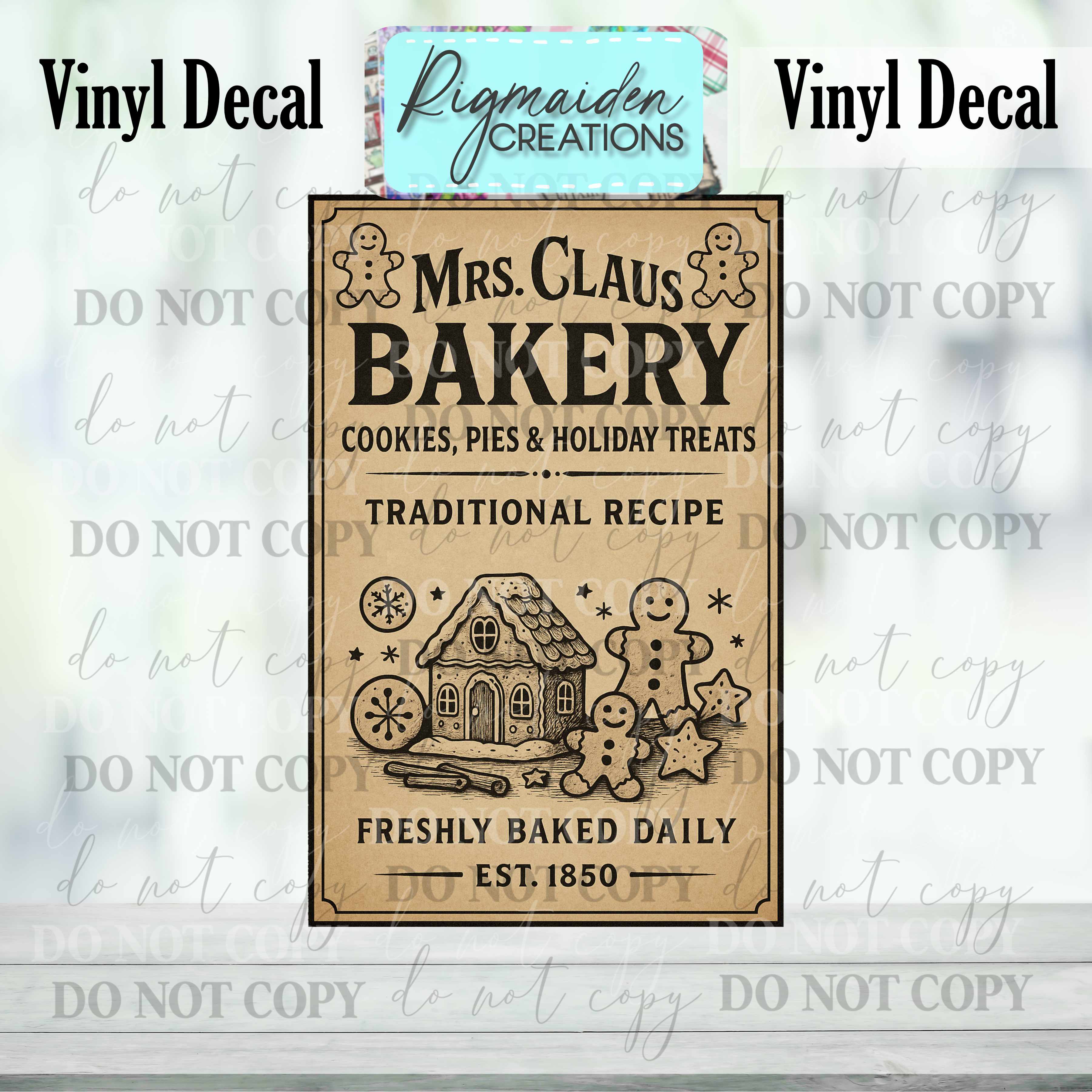 Mrs. Claus Bakery Christmas Label Decal