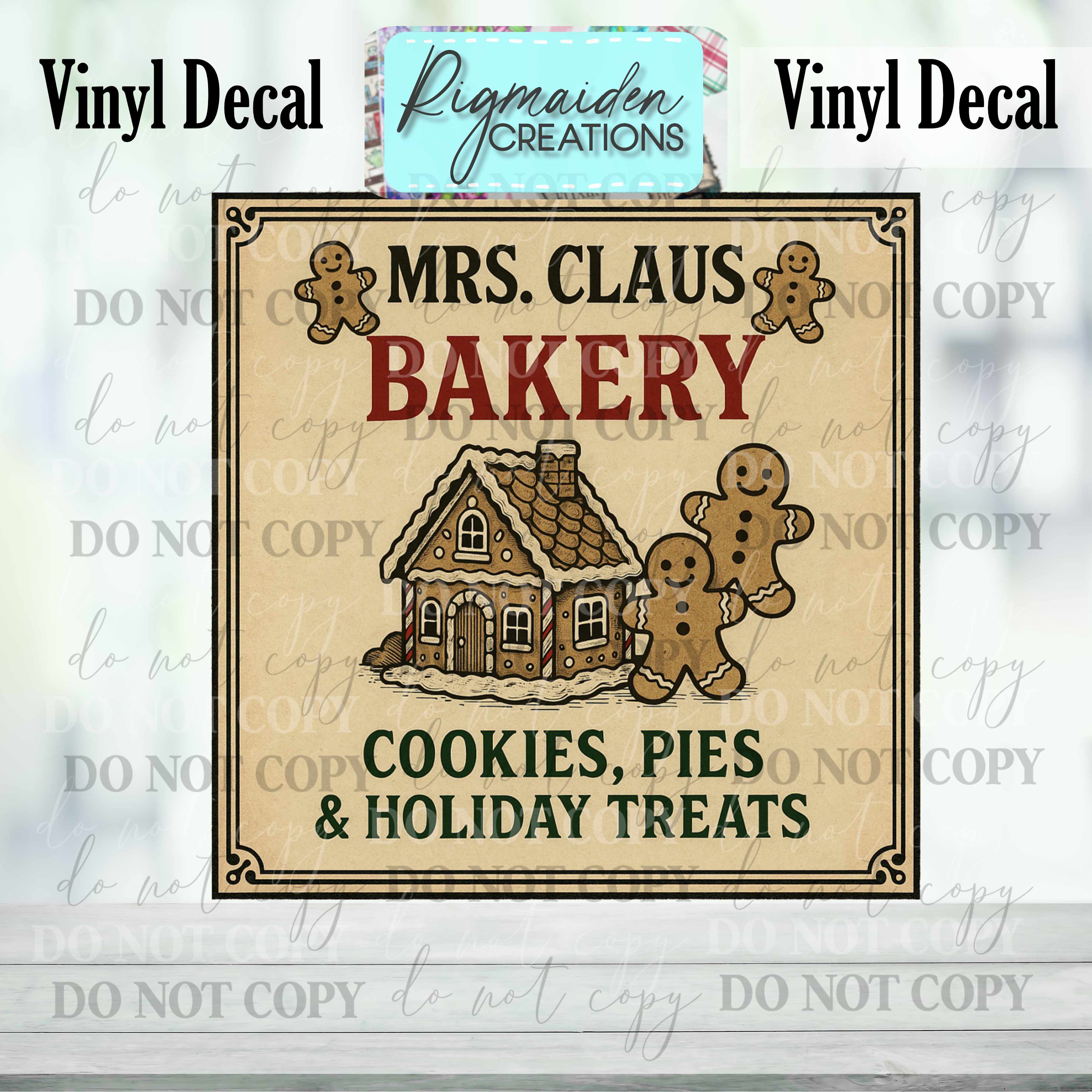 Mrs. Claus Bakery Colored Christmas Label Decal