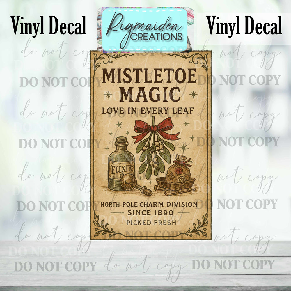 Mistletoe Magic Christmas Label Decal