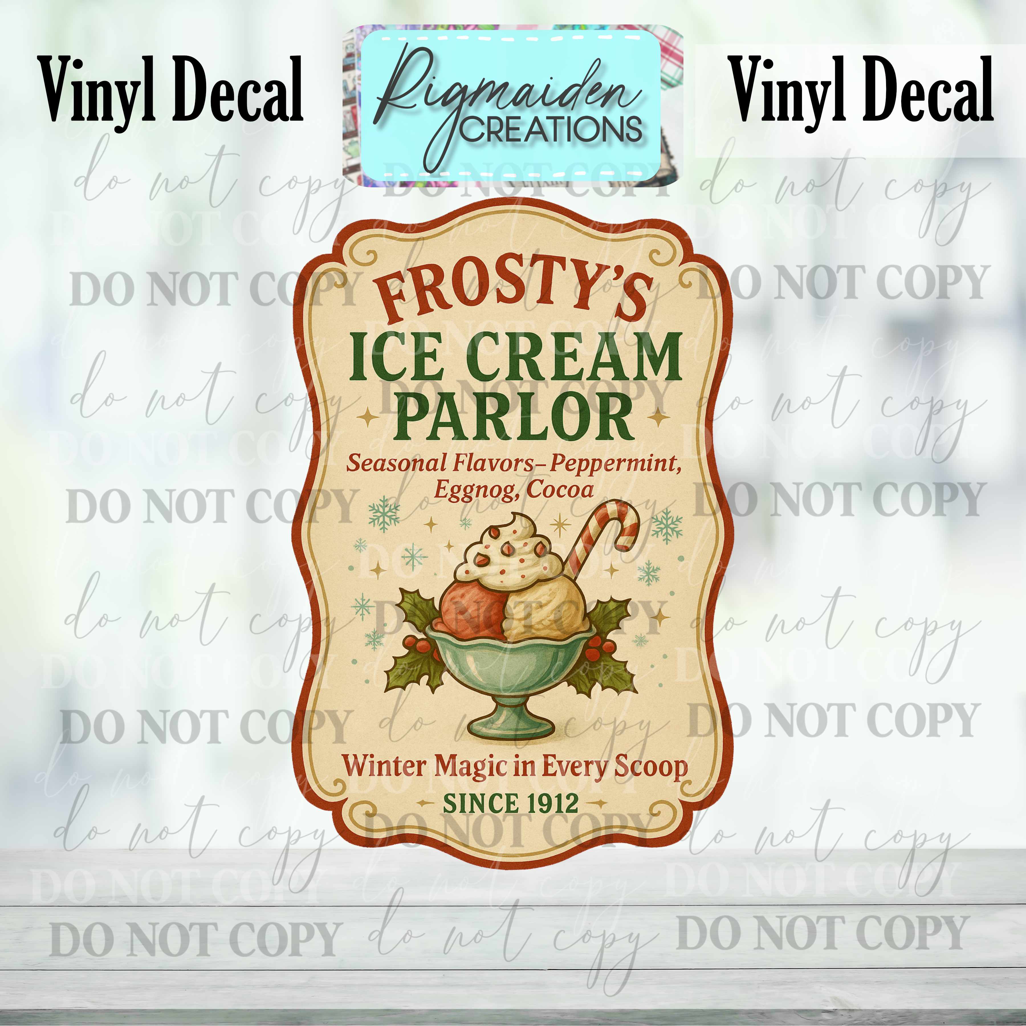 Frosty's Ice Cream Parlor Christmas Label Decal (Copy)