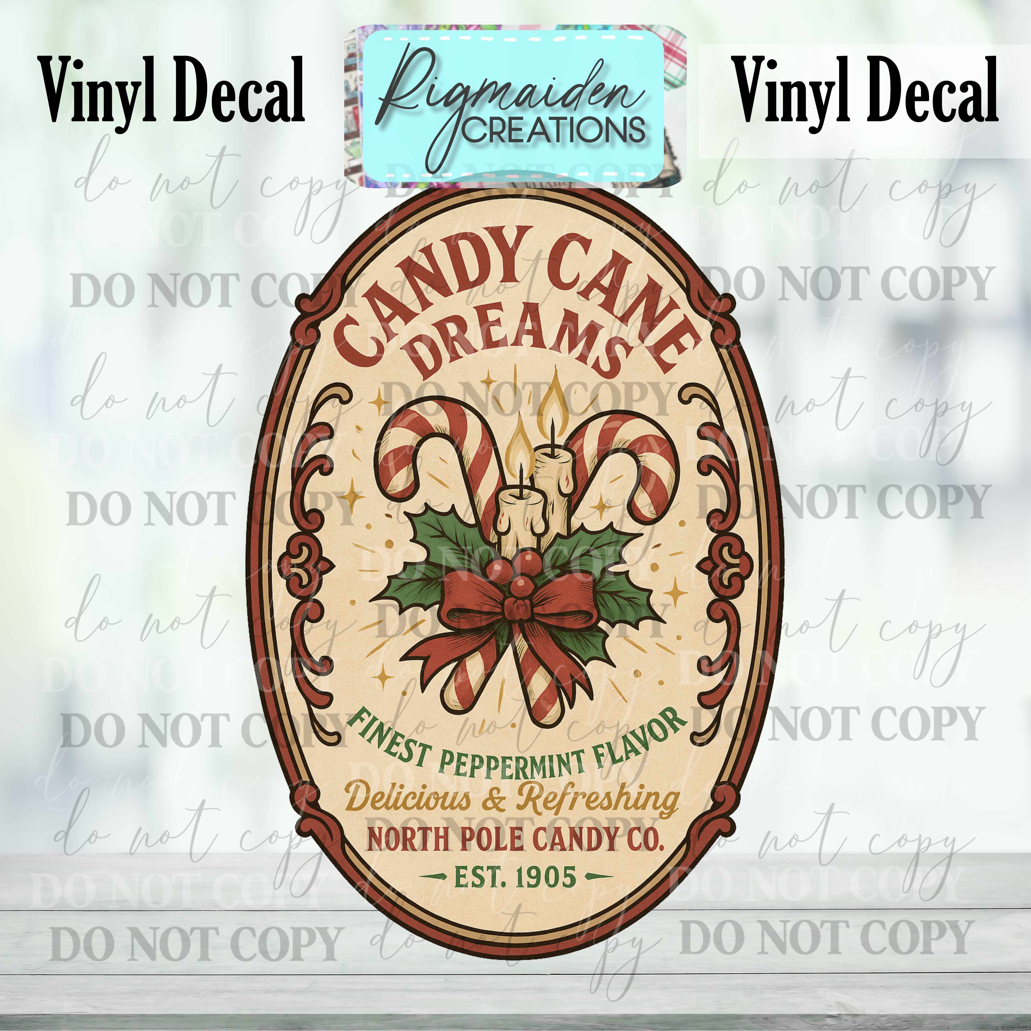 Candy Cane Dreams Christmas Label Decal – Dimensional Drinks