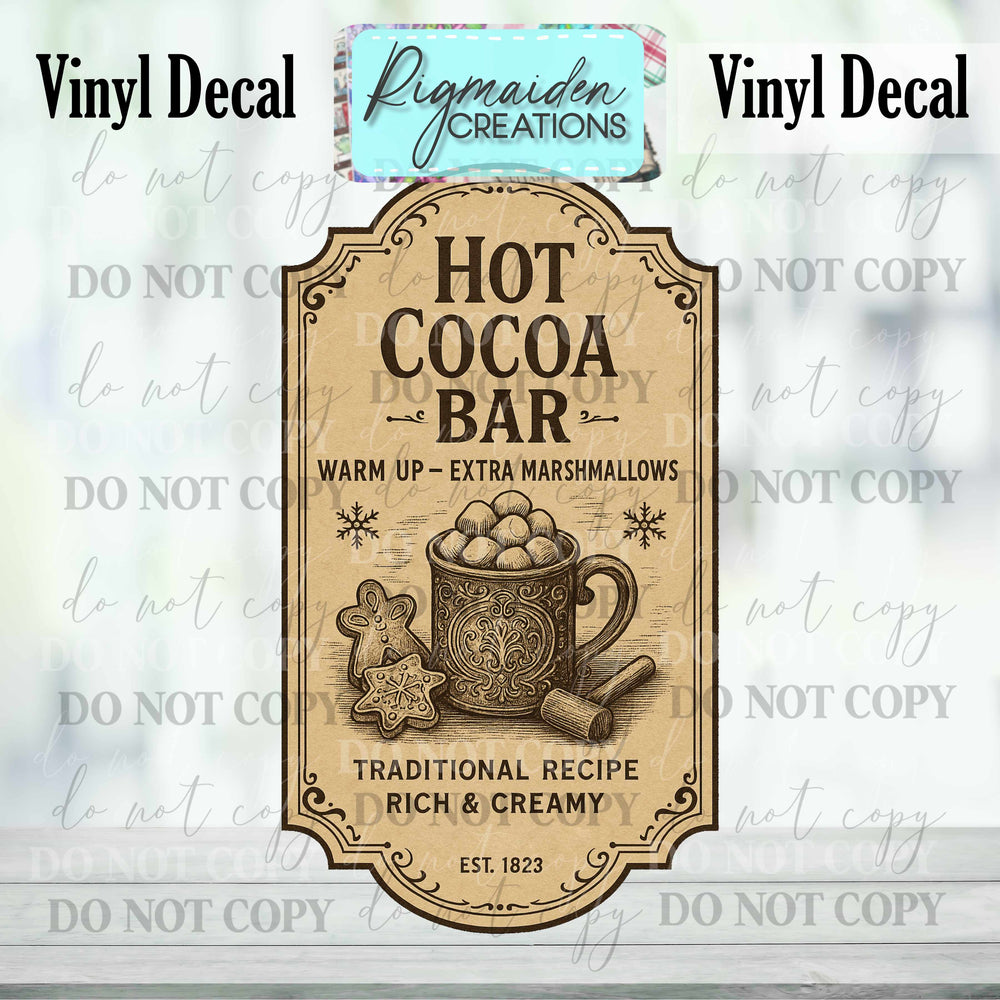 Hot Cocoa Bar Christmas Label Decal