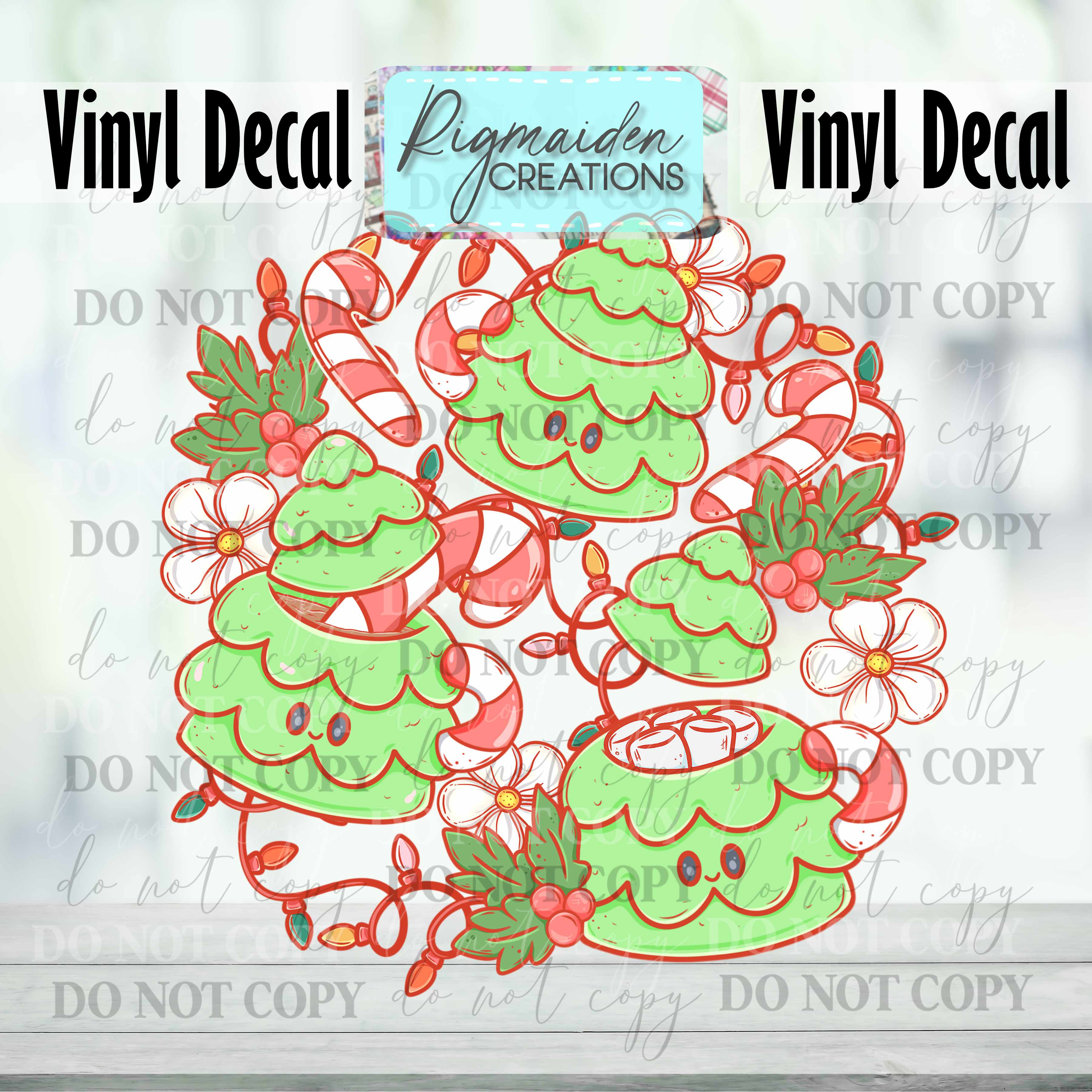 Christmas Tree Mugs Medley Decal