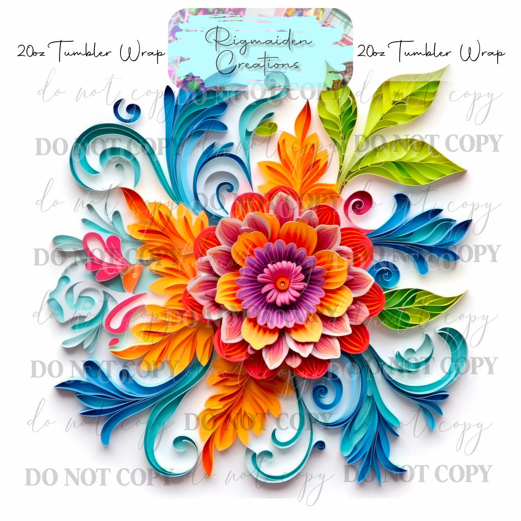Floral 3D Effect - 20oz Tumbler Wrap {Multiple}