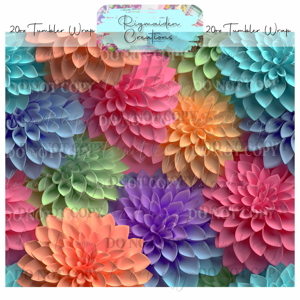 Floral 3D Effect - 20oz Tumbler Wrap {Multiple}