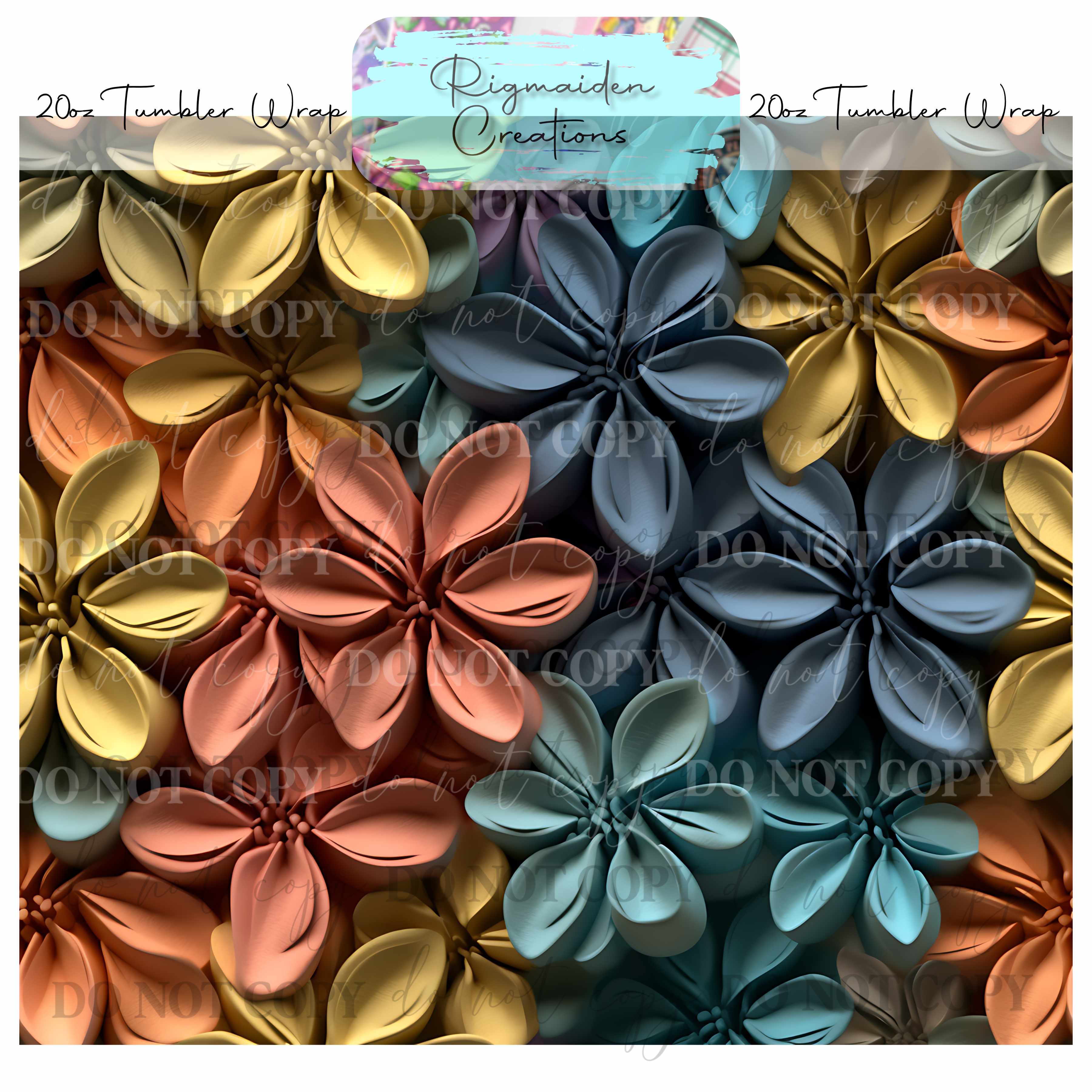 Floral 3D Effect - 20oz Tumbler Wrap {Multiple}