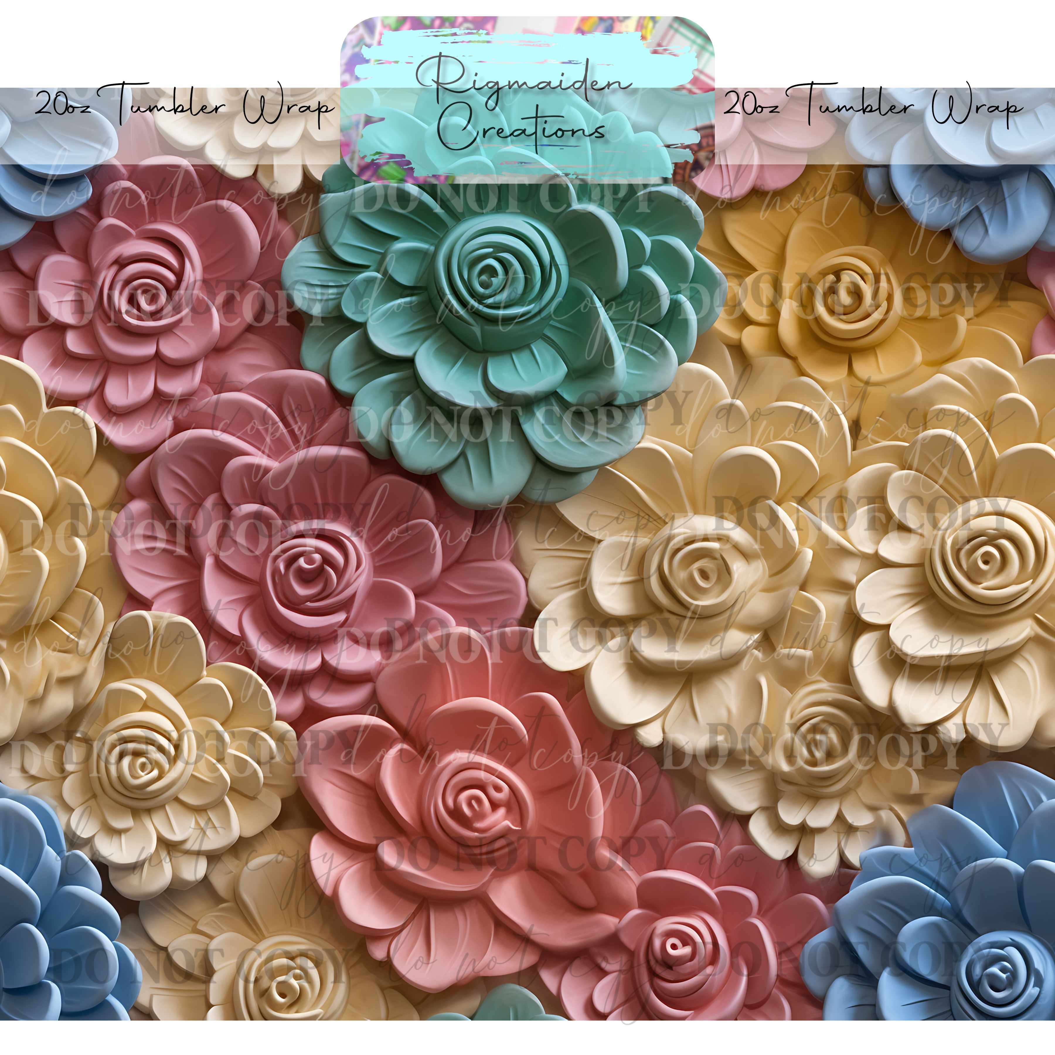 Floral 3D Effect - 20oz Tumbler Wrap {Multiple}