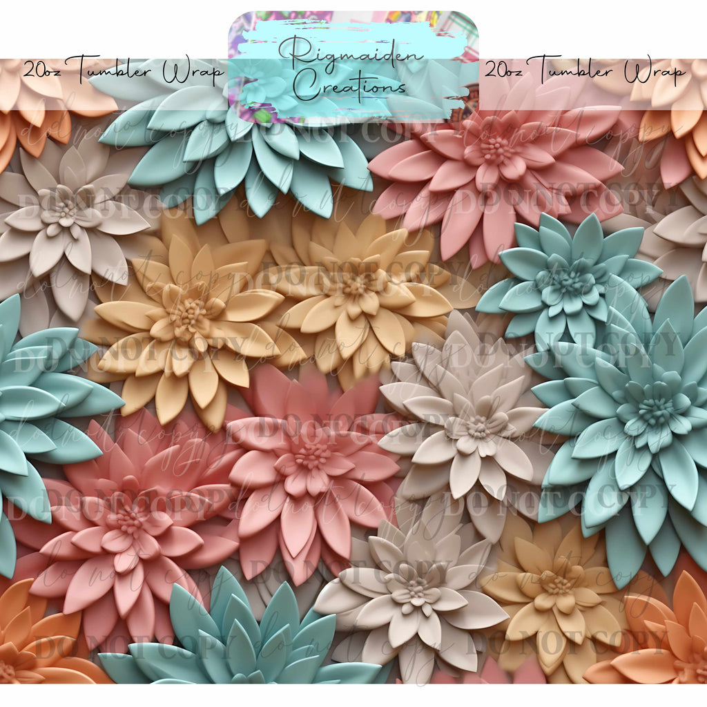Floral 3D Effect - 20oz Tumbler Wrap {Multiple}