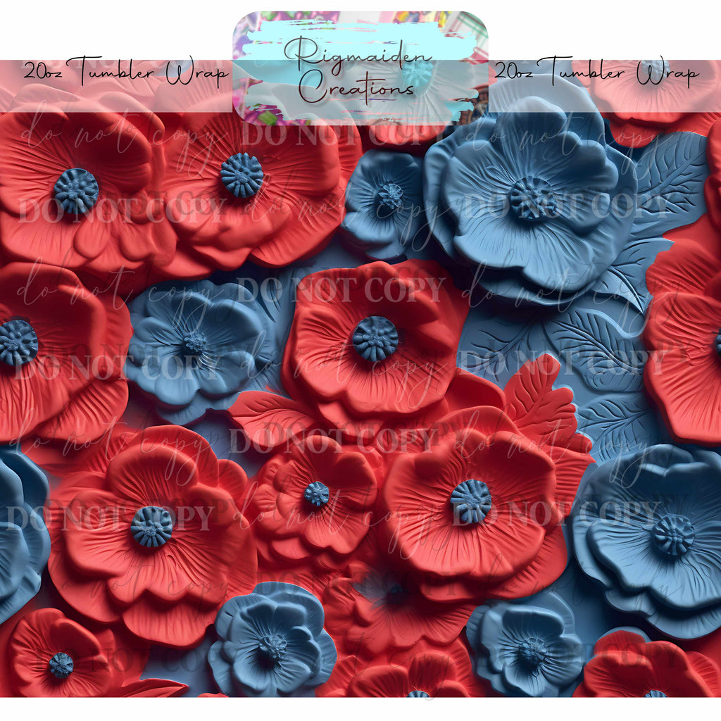 Floral 3D Effect - 20oz Tumbler Wrap {Multiple}