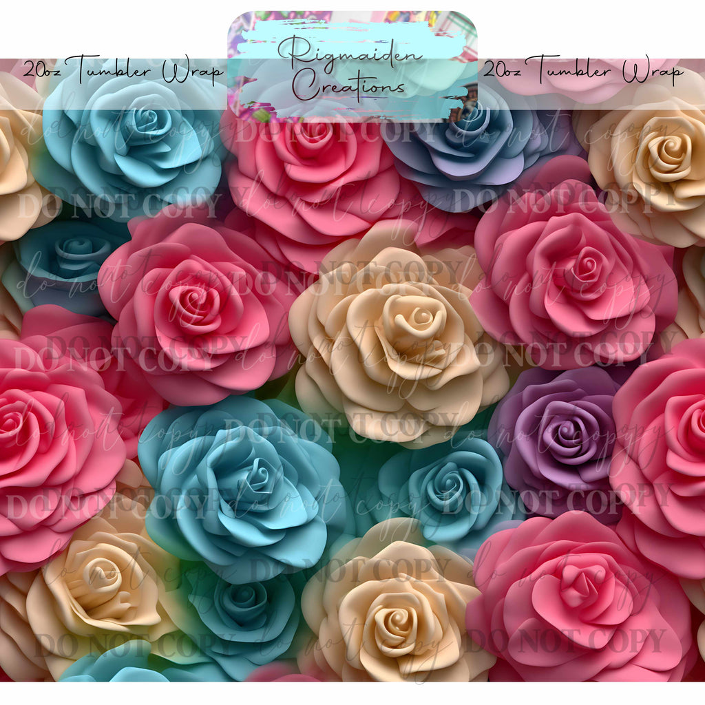 Floral 3D Effect - 20oz Tumbler Wrap {Multiple}