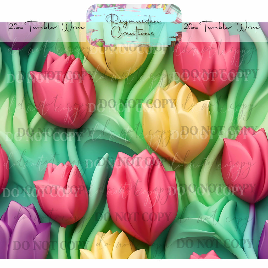 Floral 3D Effect - 20oz Tumbler Wrap {Multiple}