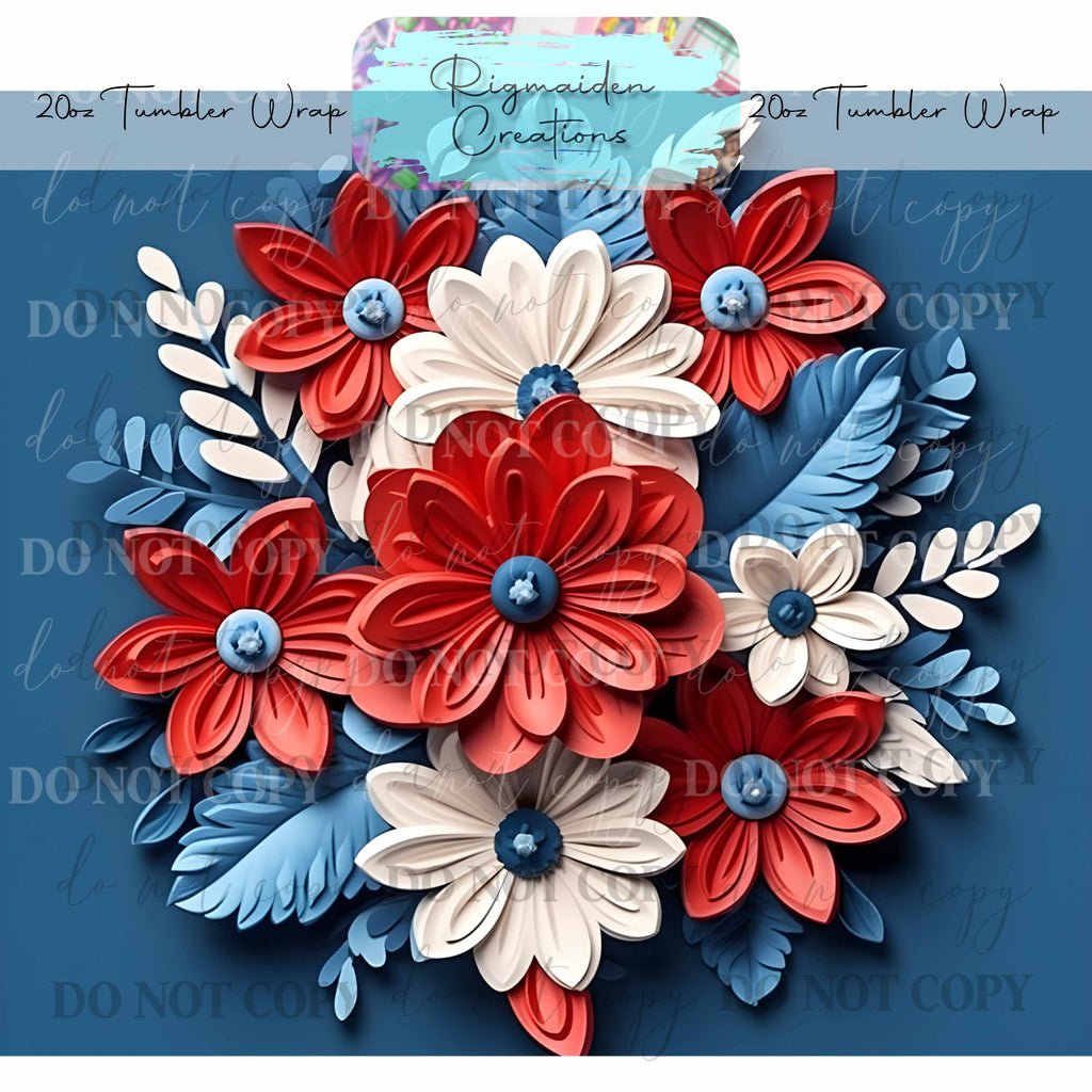 Floral 3D Effect - 20oz Tumbler Wrap {Multiple}