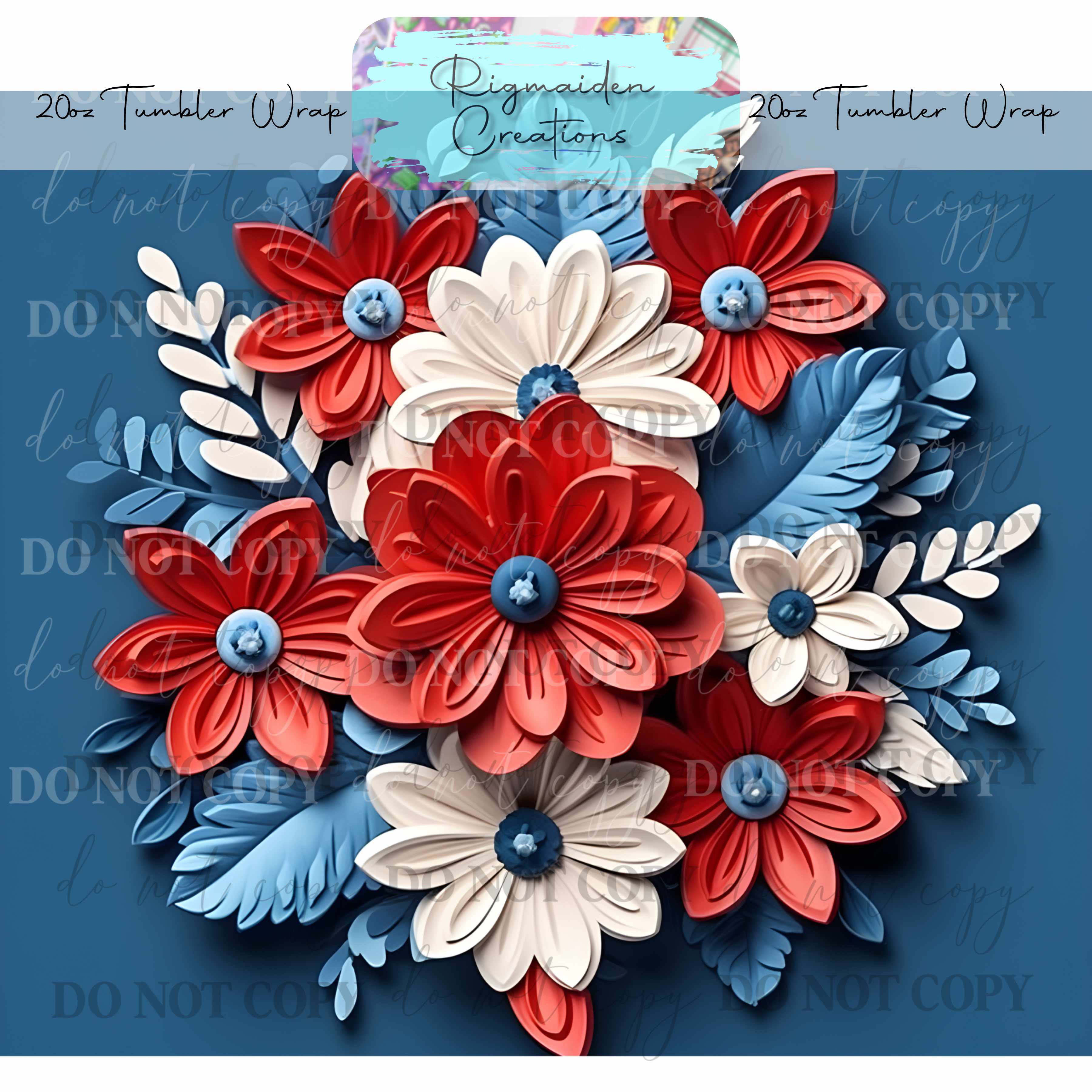 Floral 3D Effect - 20oz Tumbler Wrap {Multiple}