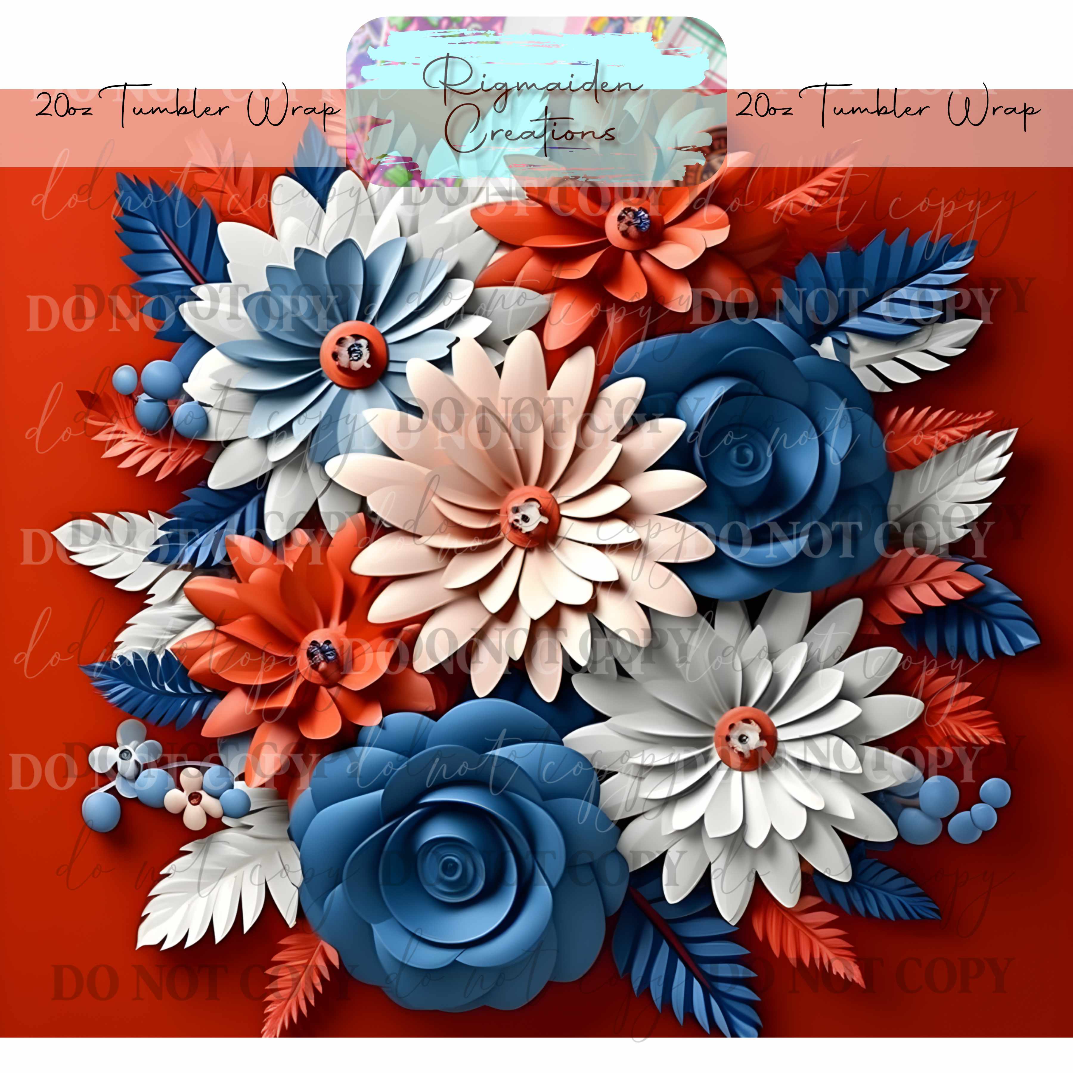 Floral 3D Effect - 20oz Tumbler Wrap {Multiple}