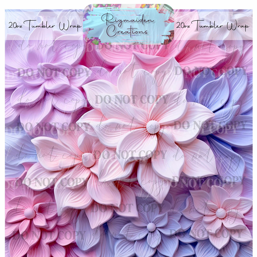 Floral 3D Effect - 20oz Tumbler Wrap {Multiple}