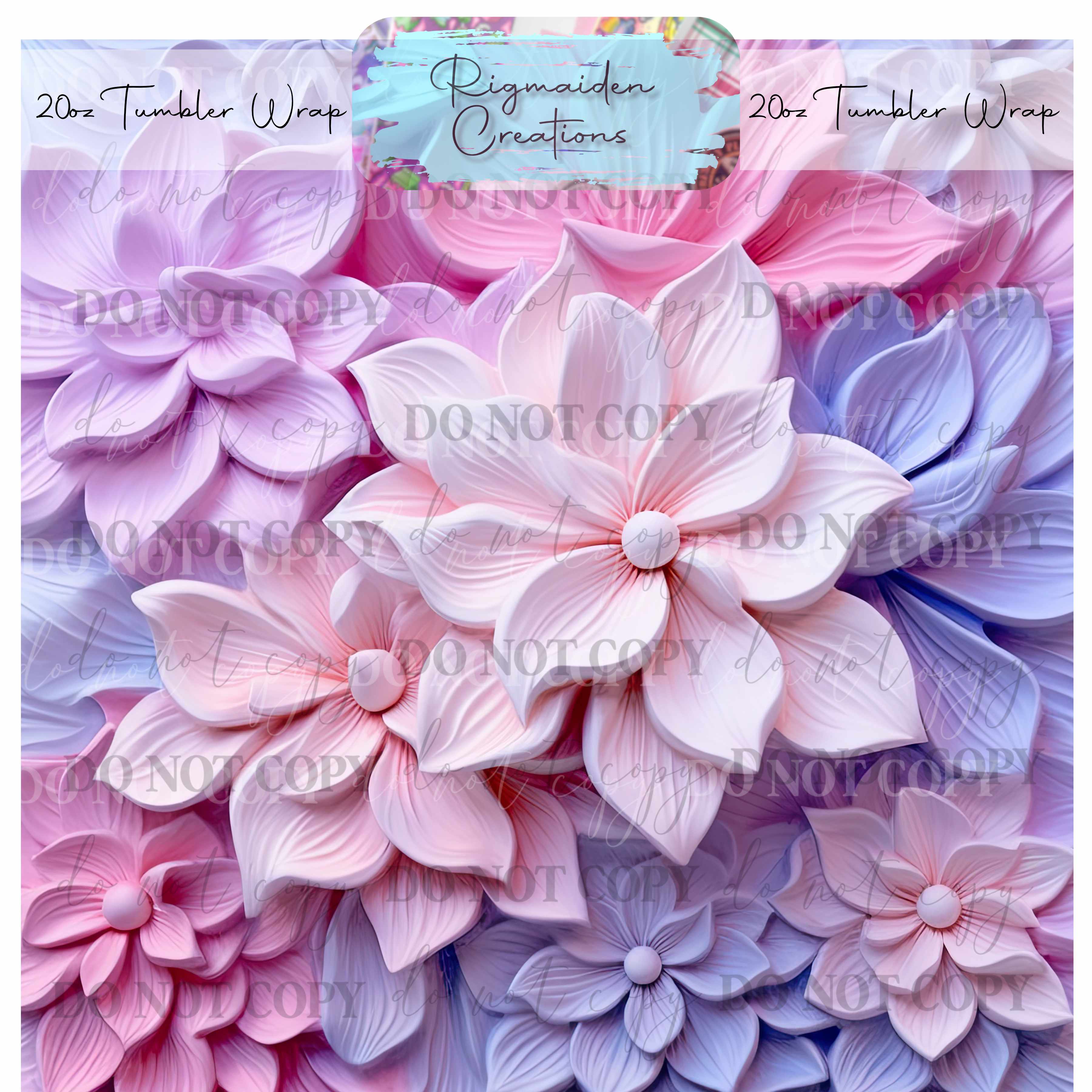 Floral 3D Effect - 20oz Tumbler Wrap {Multiple}