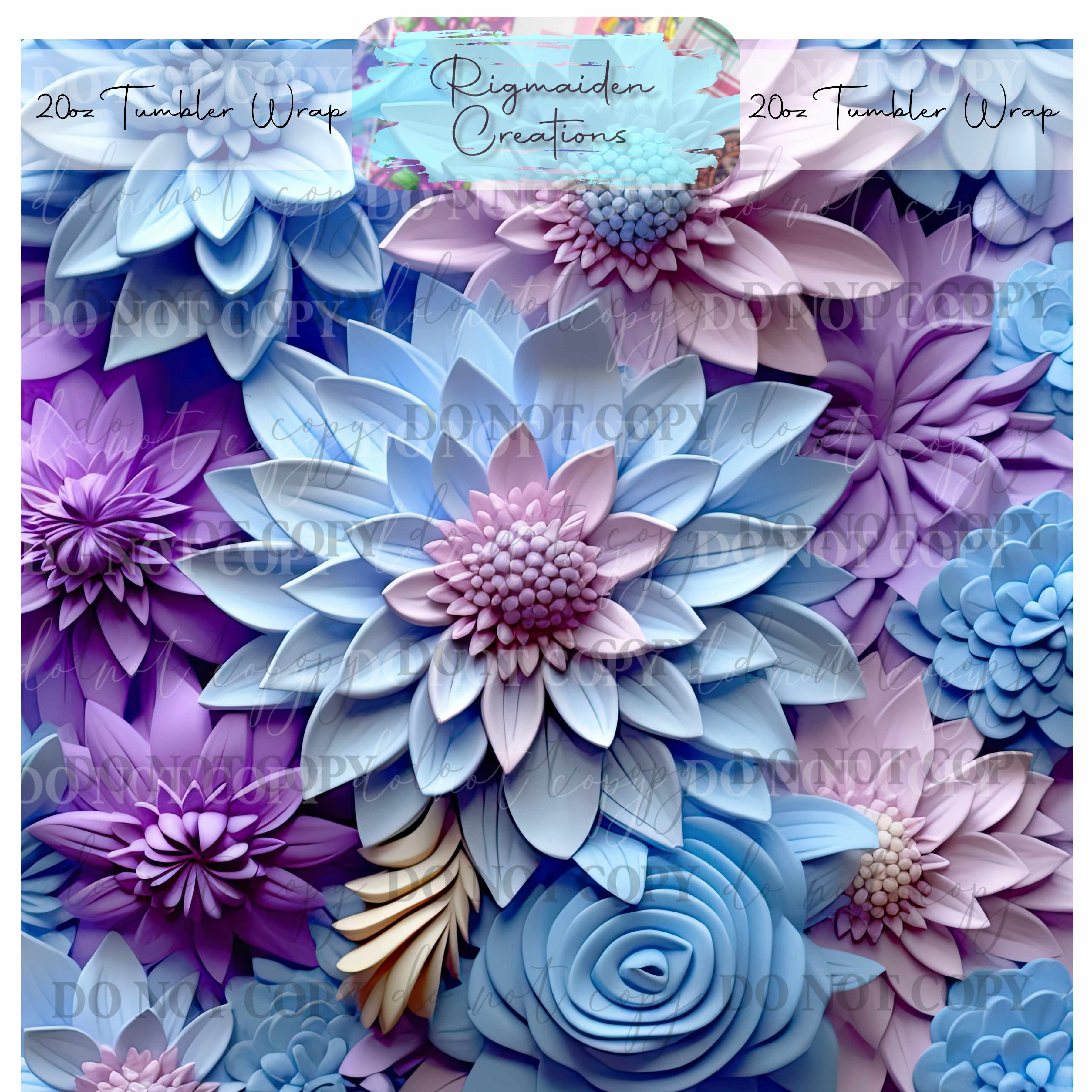 Floral 3D Effect - 20oz Tumbler Wrap {Multiple}