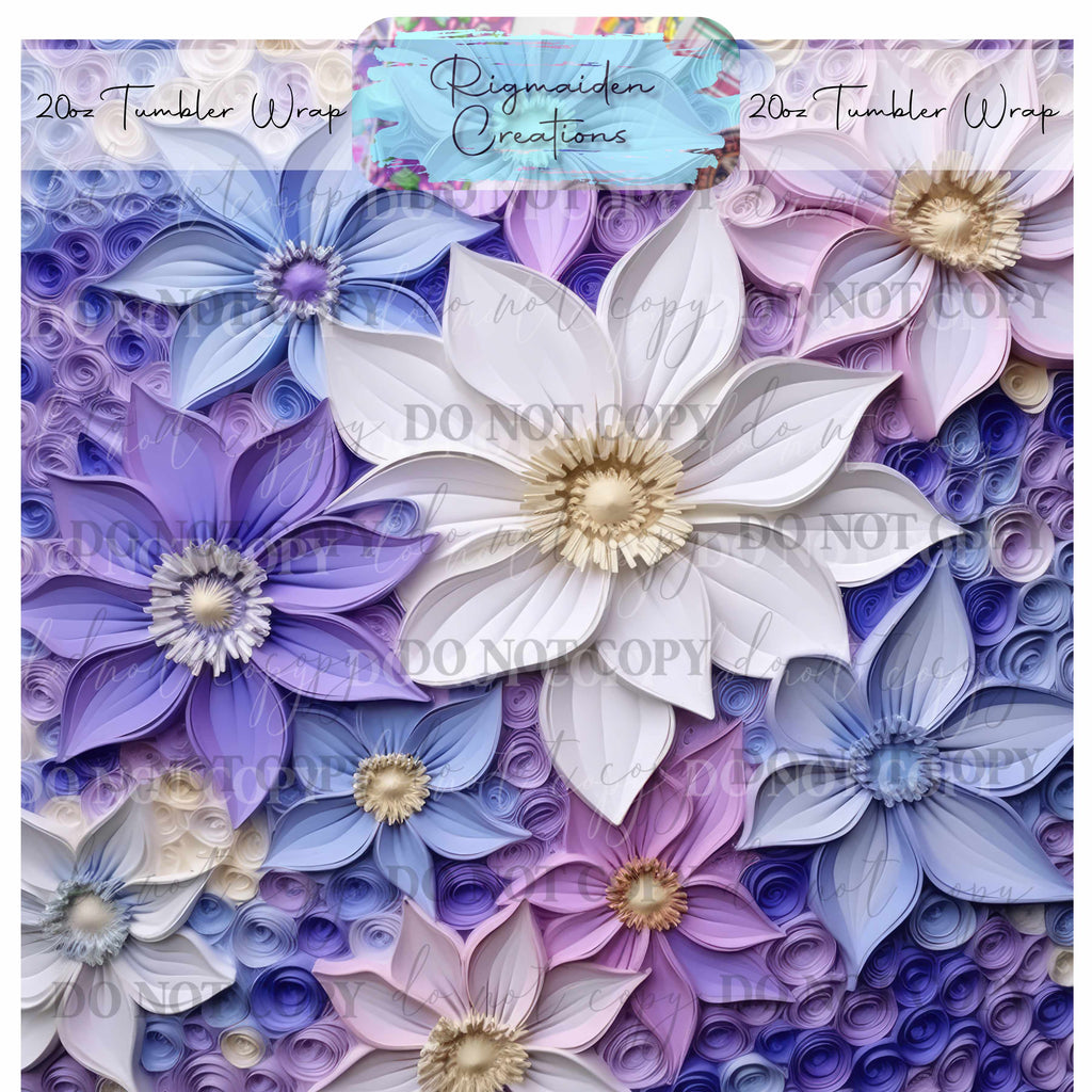 Floral 3D Effect - 20oz Tumbler Wrap {Multiple}