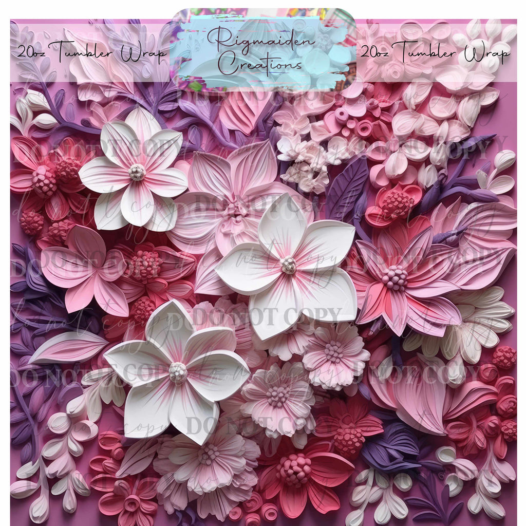 Floral 3D Effect - 20oz Tumbler Wrap {Multiple}