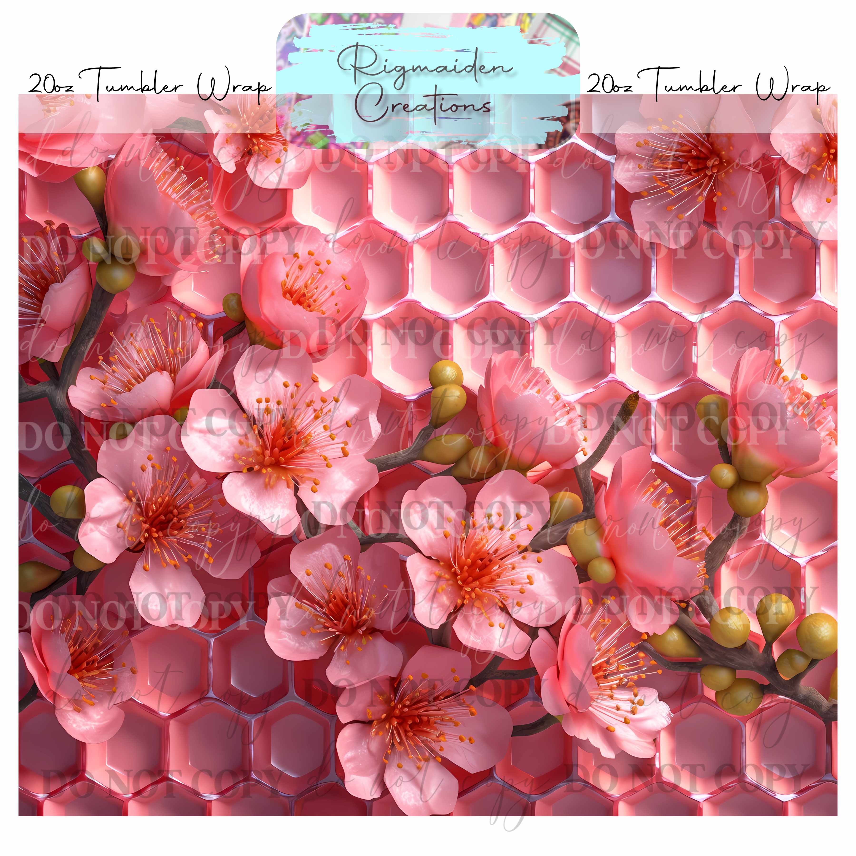 Floral 3D Effect - 20oz Tumbler Wrap {Multiple}