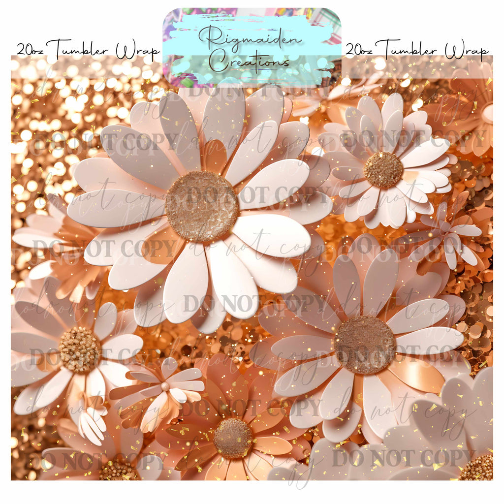 Floral 3D Effect - 20oz Tumbler Wrap {Multiple}