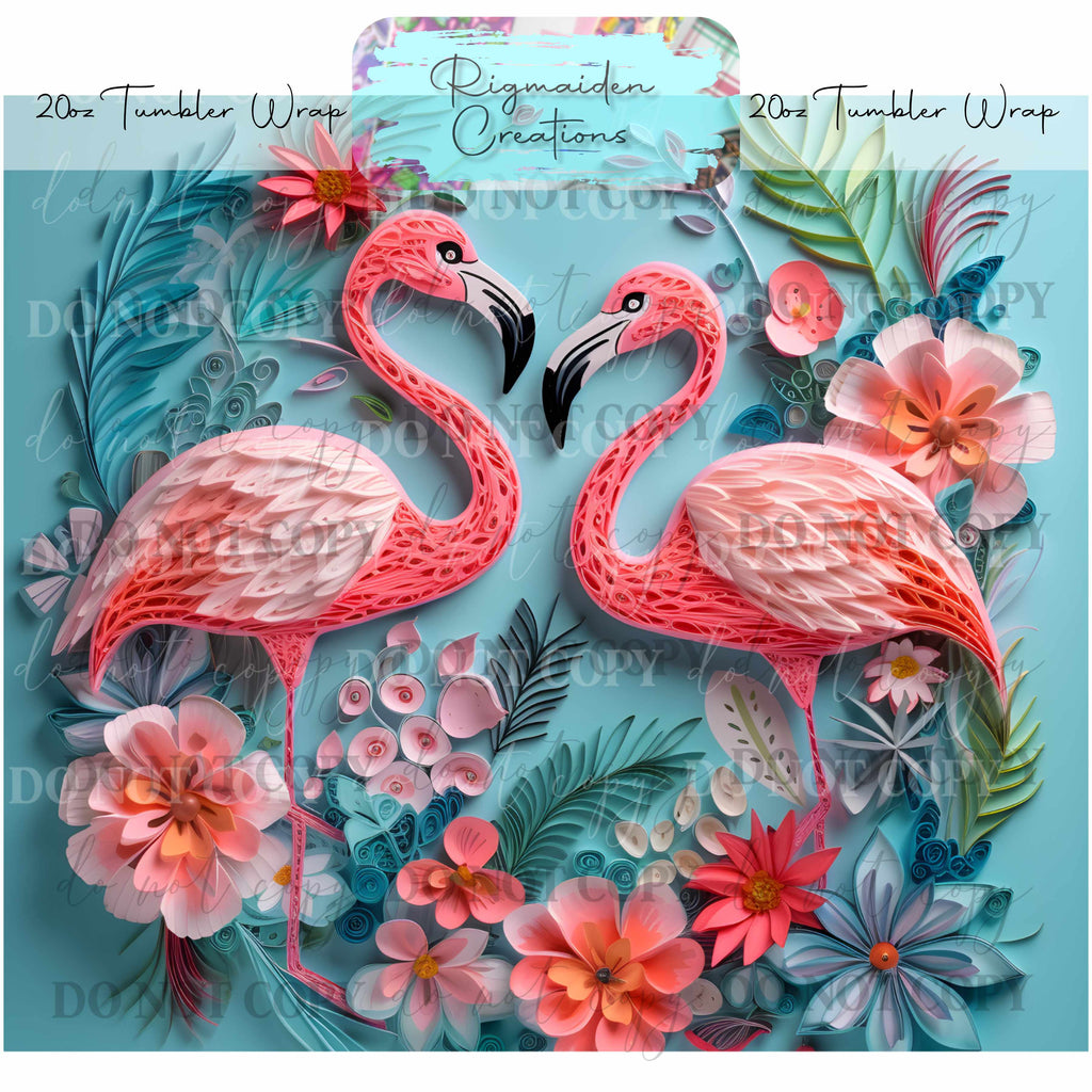 Flamingo Paper Quill - 20oz Tumbler Wrap {Multiple}