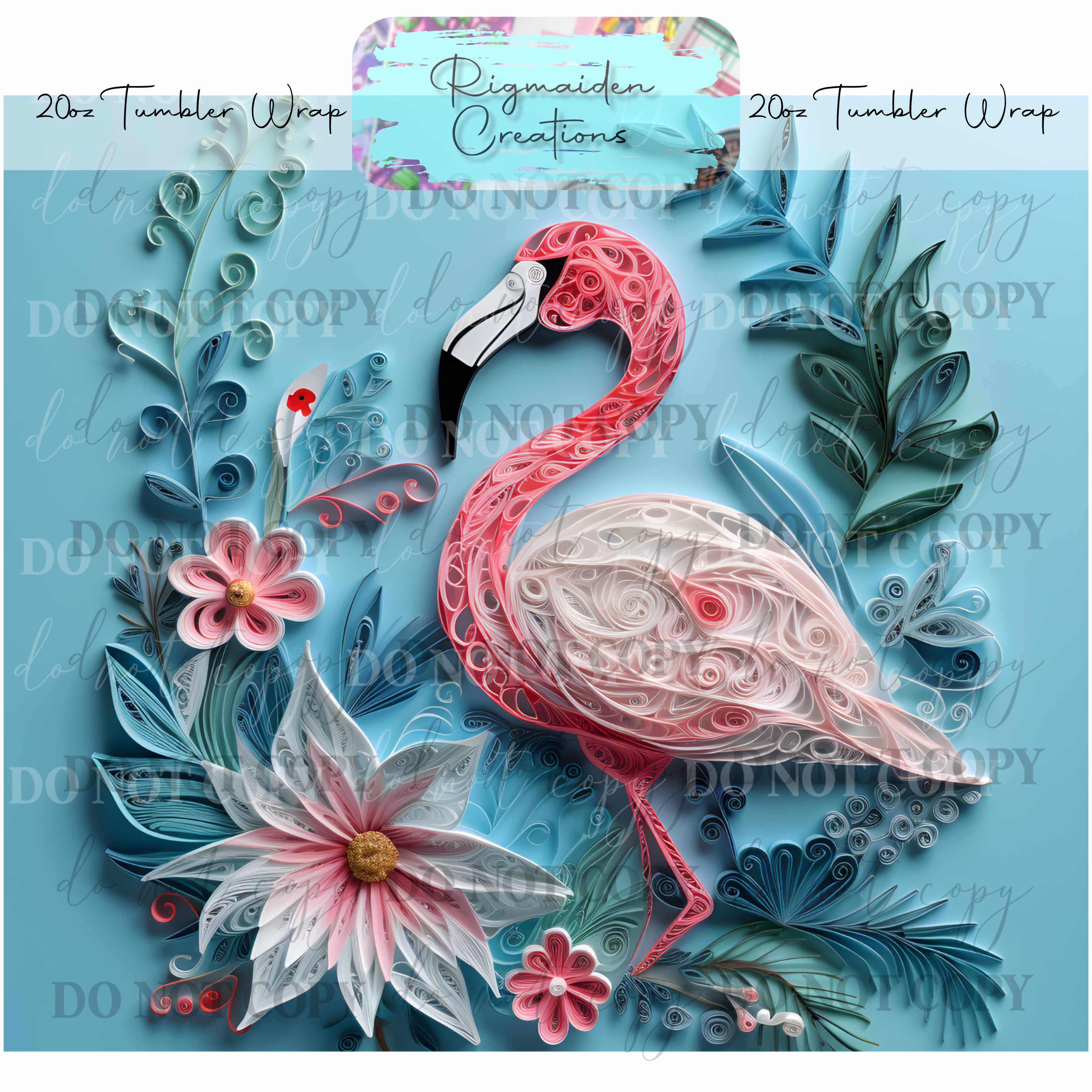 Flamingo Paper Quill - 20oz Tumbler Wrap {Multiple}