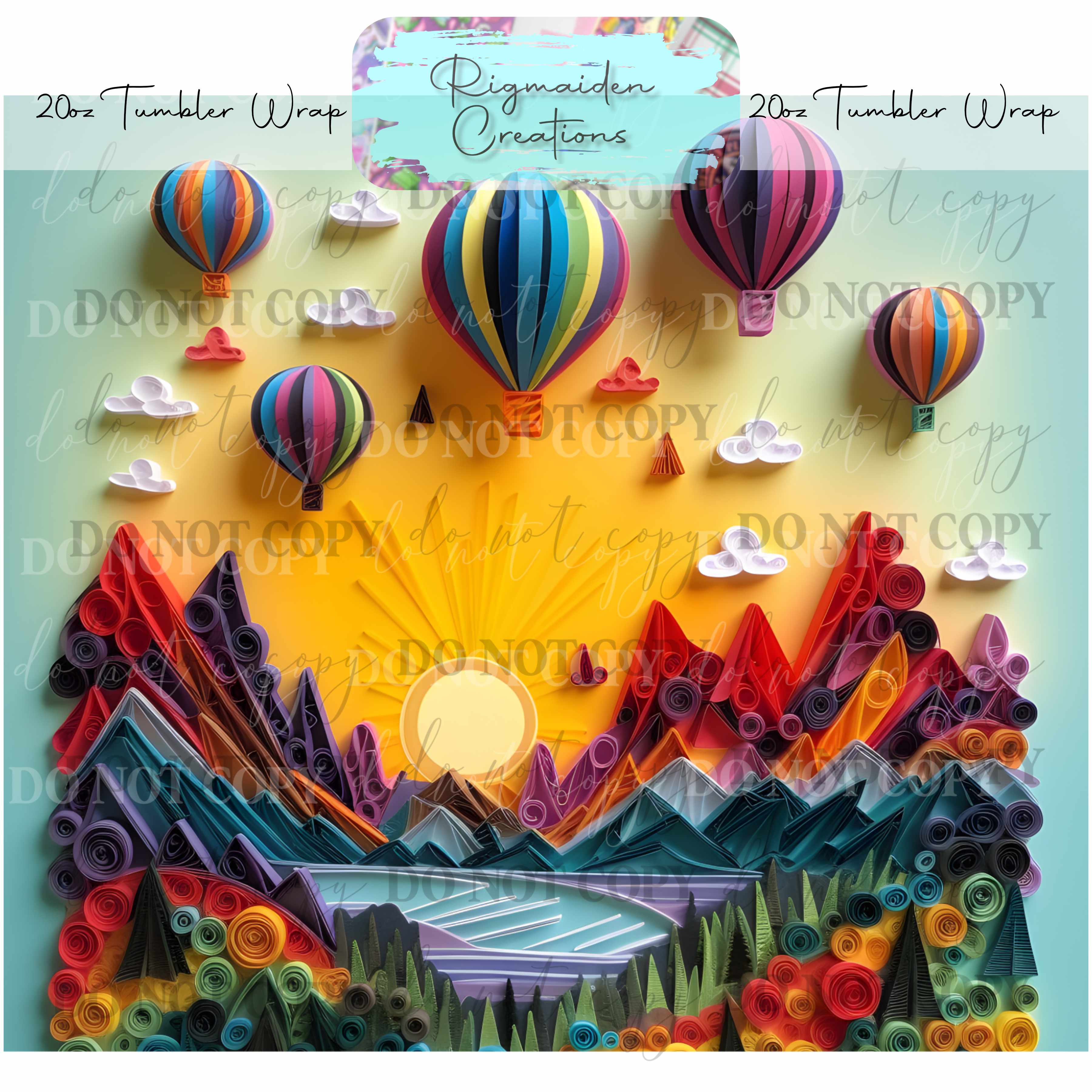Hot Air Balloon Paper Quill - 20oz Tumbler Wrap {Multiple}