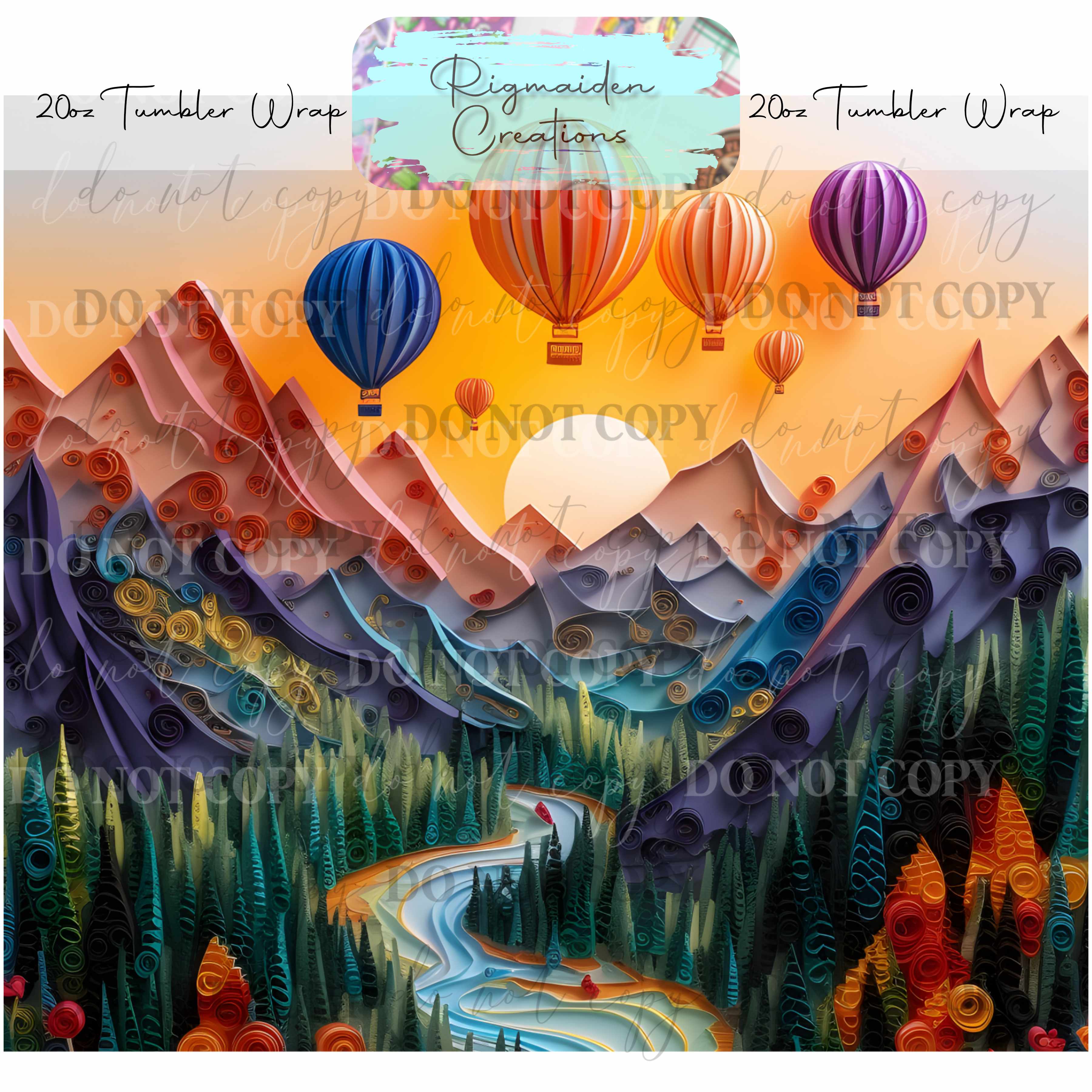 Hot Air Balloon Paper Quill - 20oz Tumbler Wrap {Multiple}