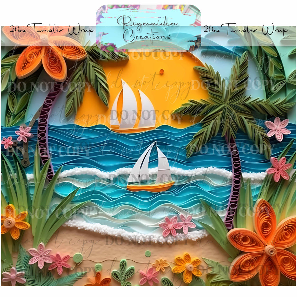 Beach Escape Paper Quill - 20oz Tumbler Wrap {Multiple}