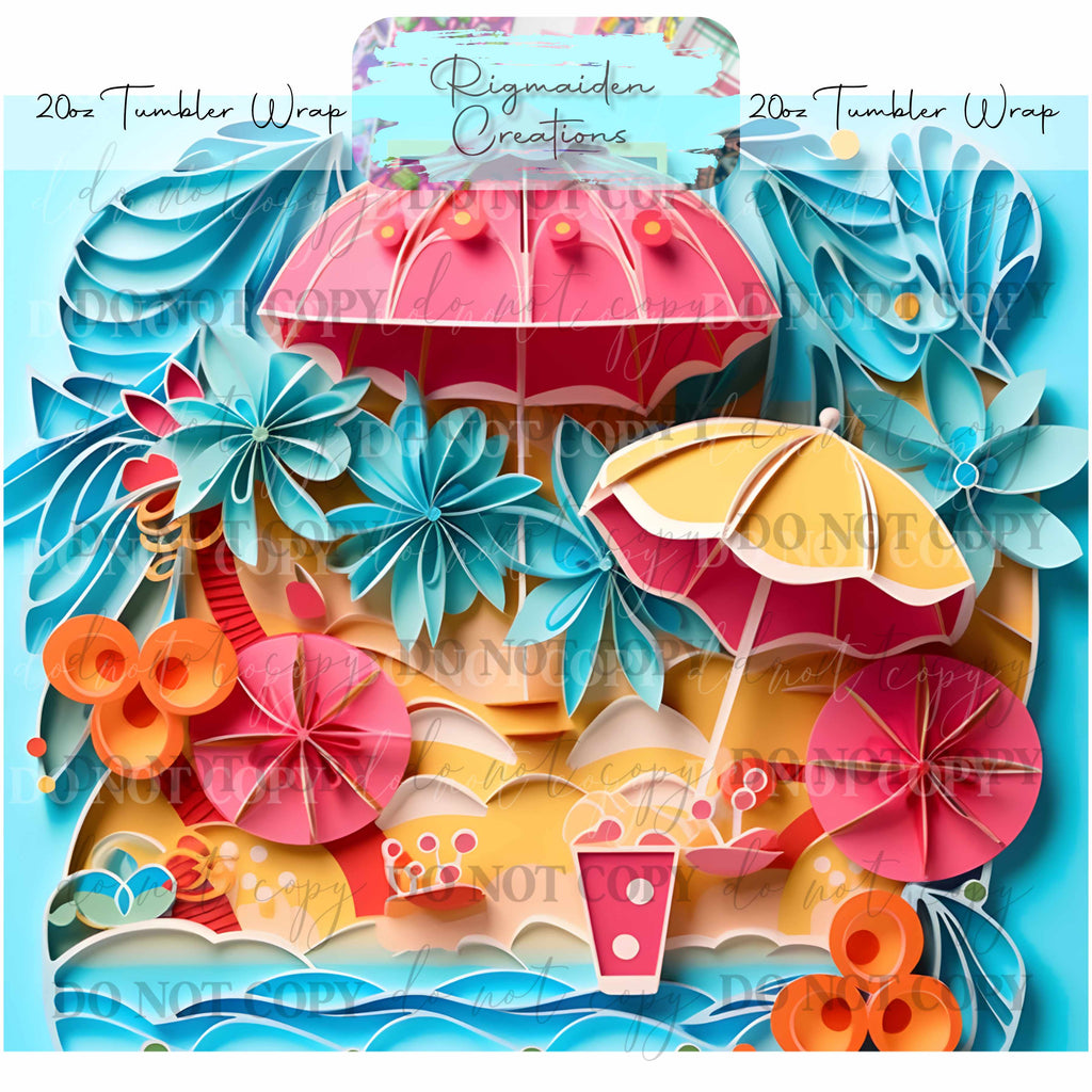Beach Escape Paper Quill - 20oz Tumbler Wrap {Multiple}